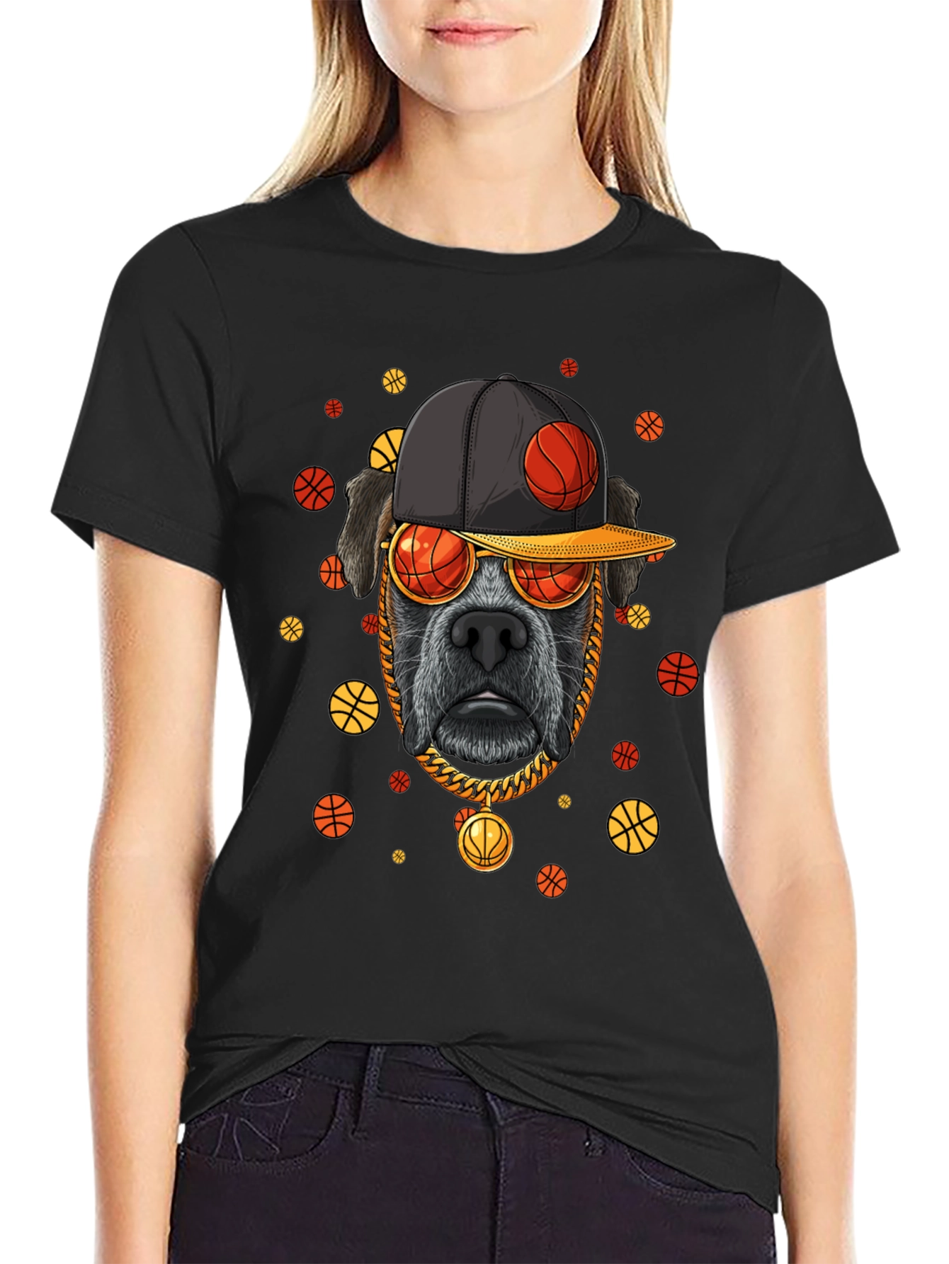 Dog with Basketball Cap T-Shirt