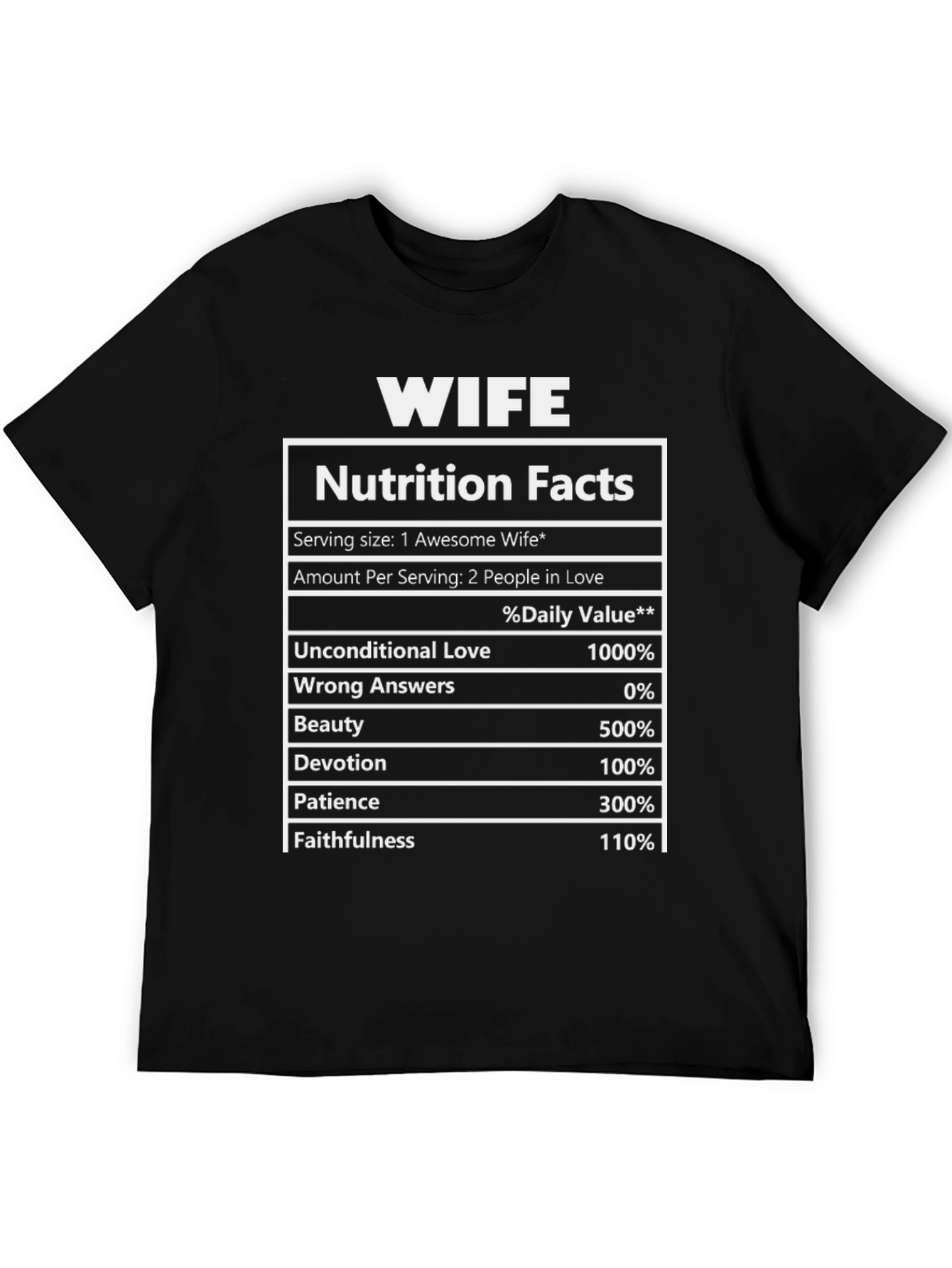Wife Nutrition Facts Black T-Shirt