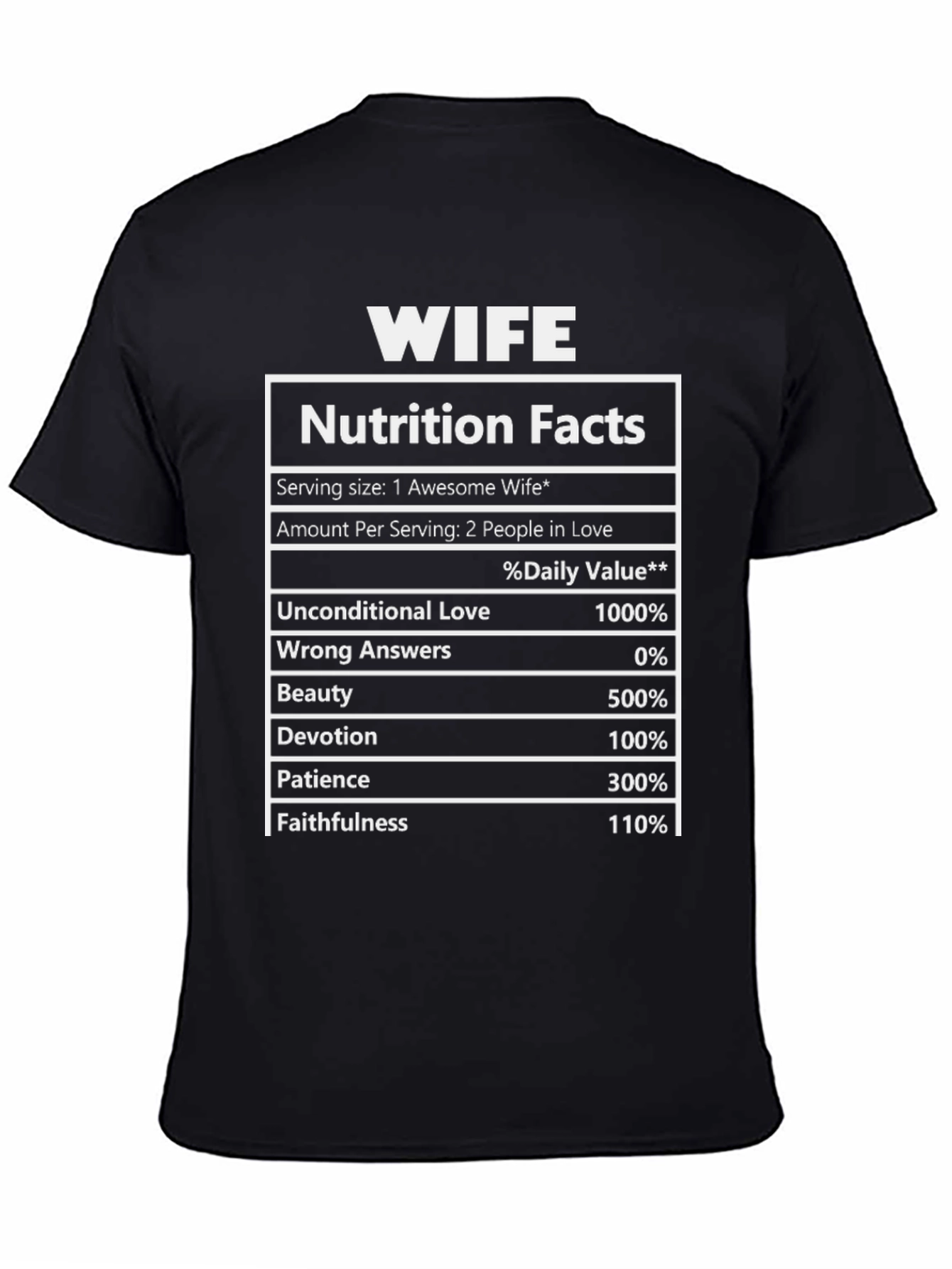 Wife Nutrition Facts Black T-Shirt