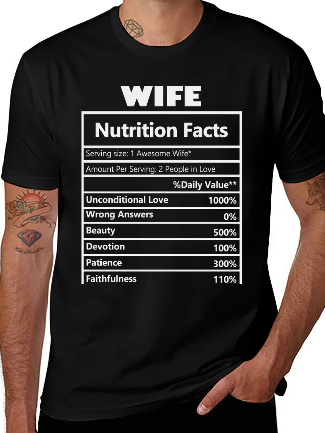 Wife Nutrition Facts Black T-Shirt