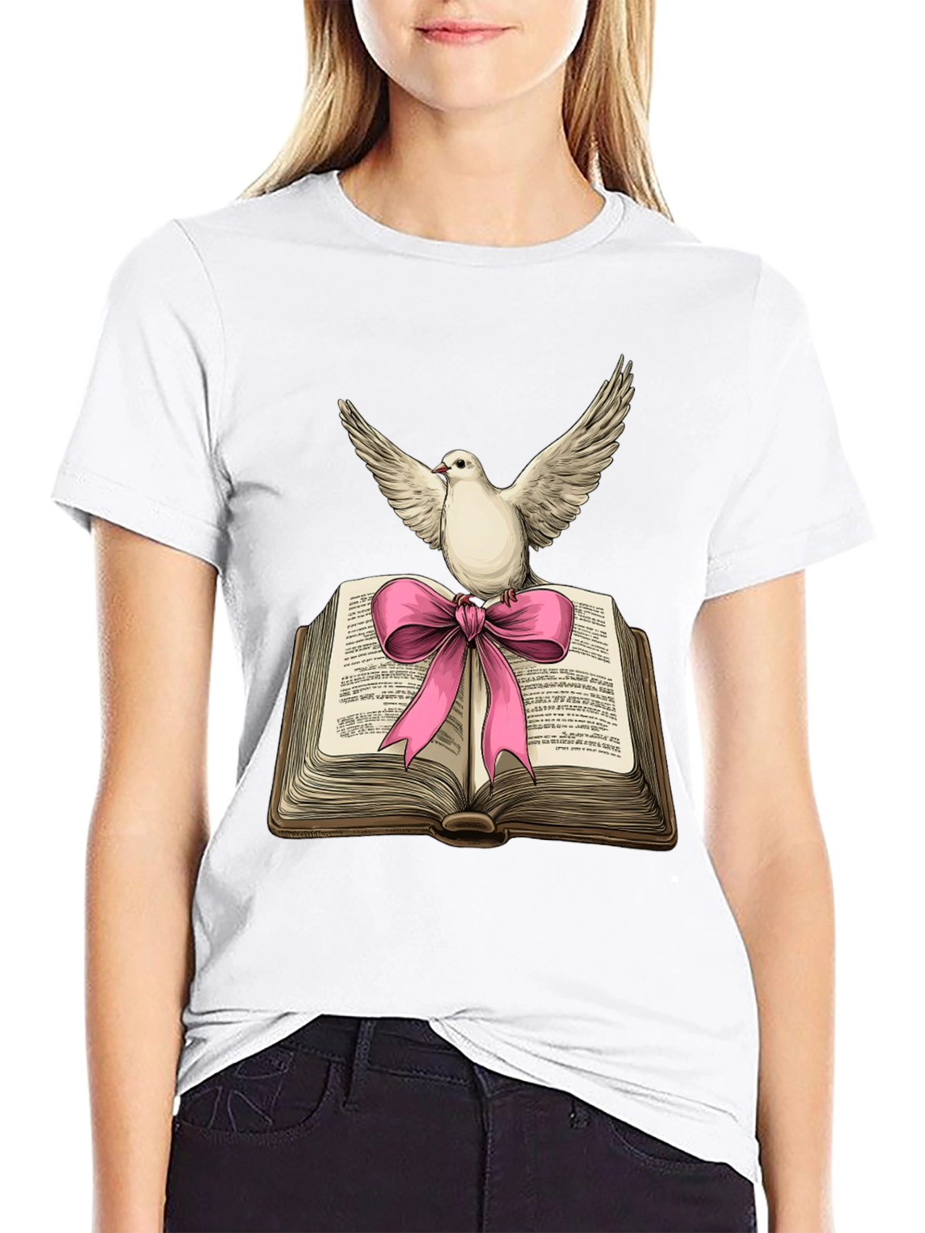 Dove on Book T-Shirt - Peace & Knowledge