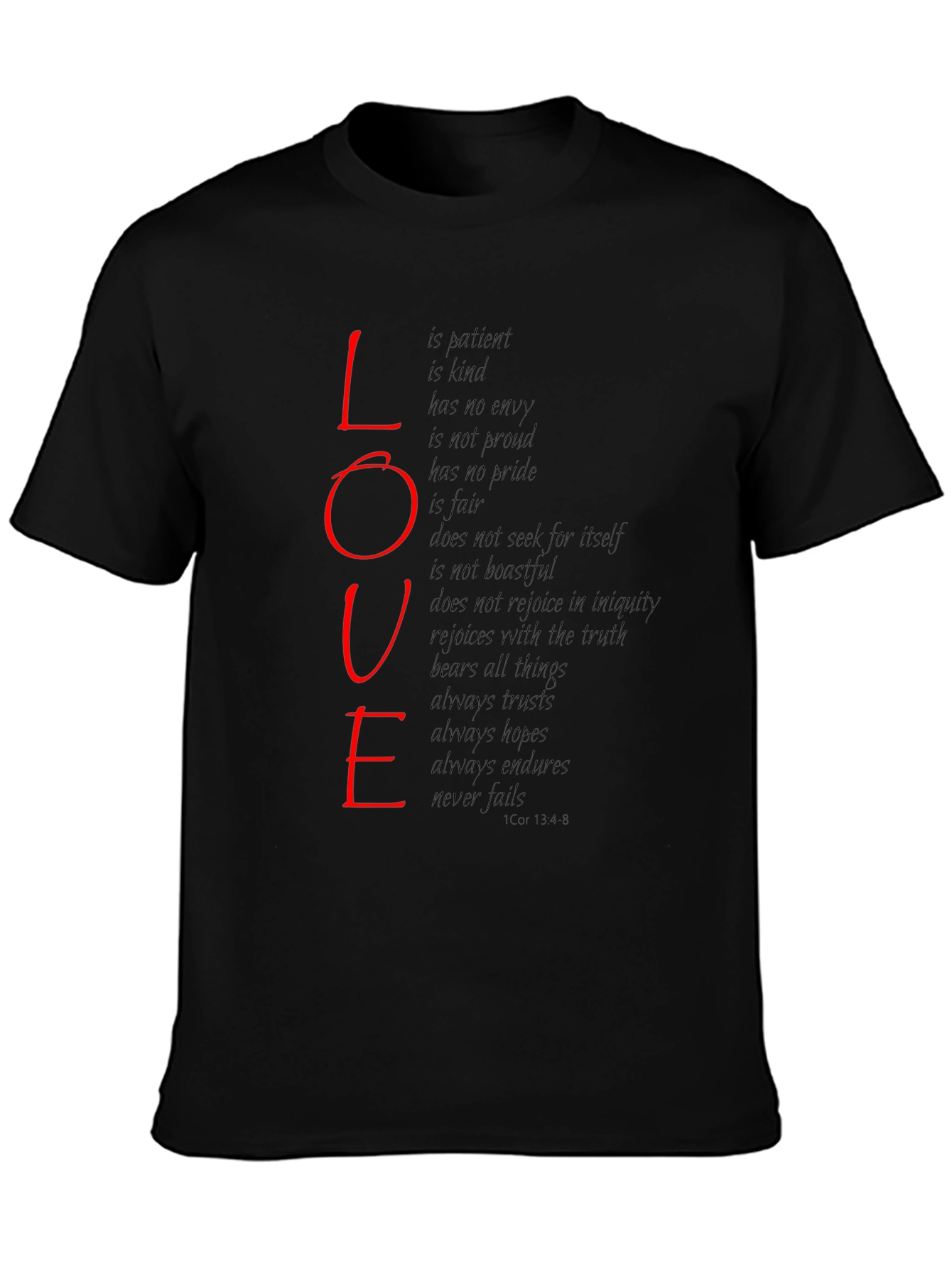 Love Scripture Print T-Shirt - Black