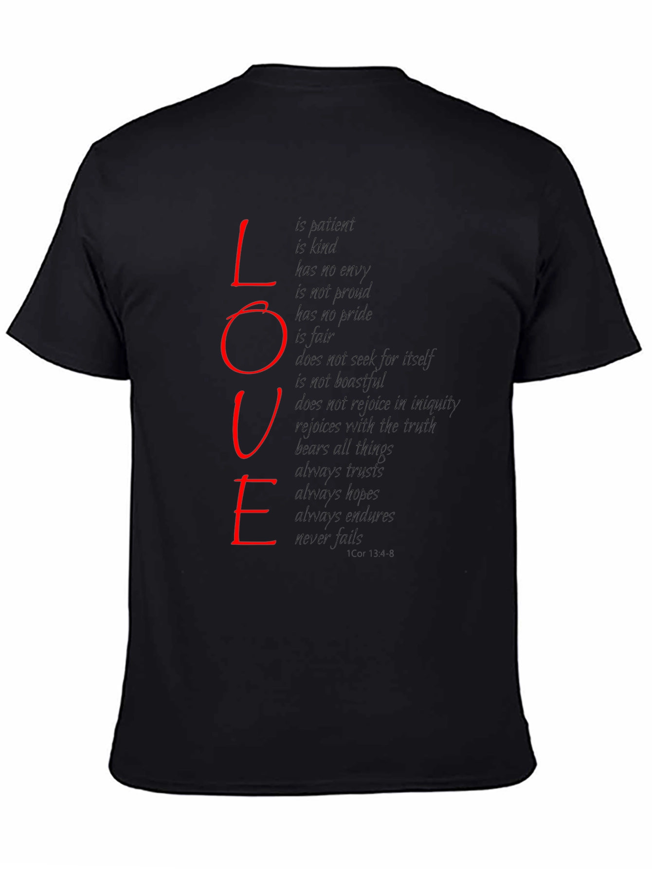 Love Scripture Print T-Shirt - Black