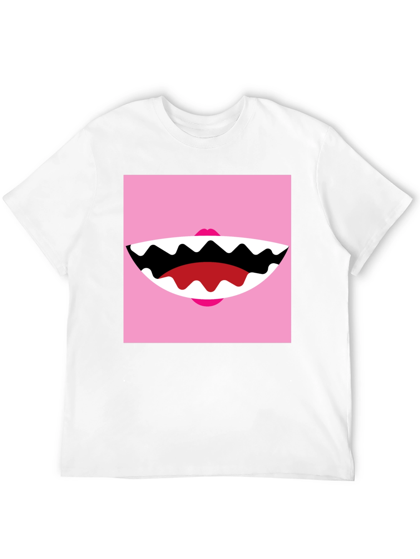 Funny Monster Mouth Graphic Tee - Black Cotton T-Shirt