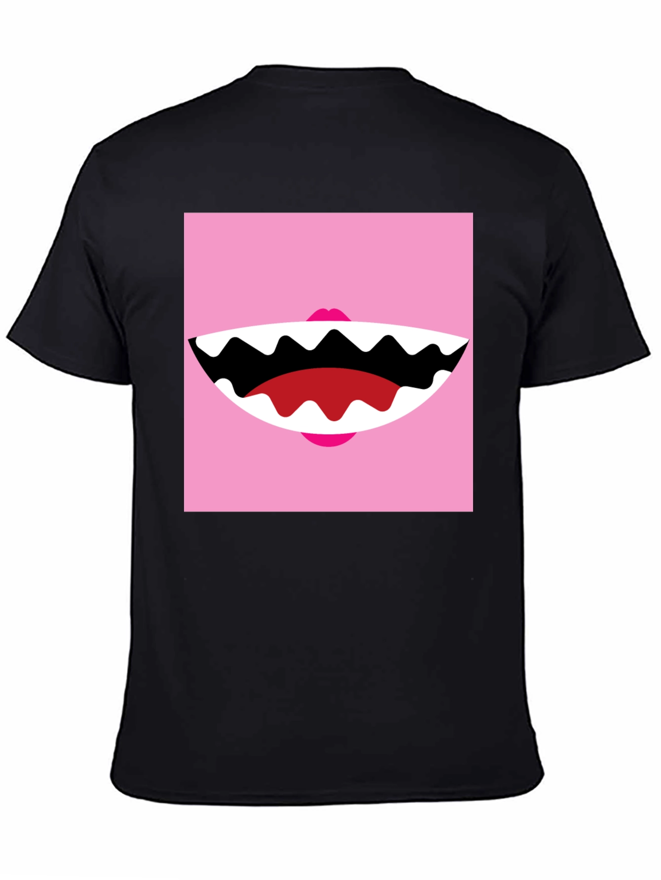Funny Monster Mouth Graphic Tee - Black Cotton T-Shirt