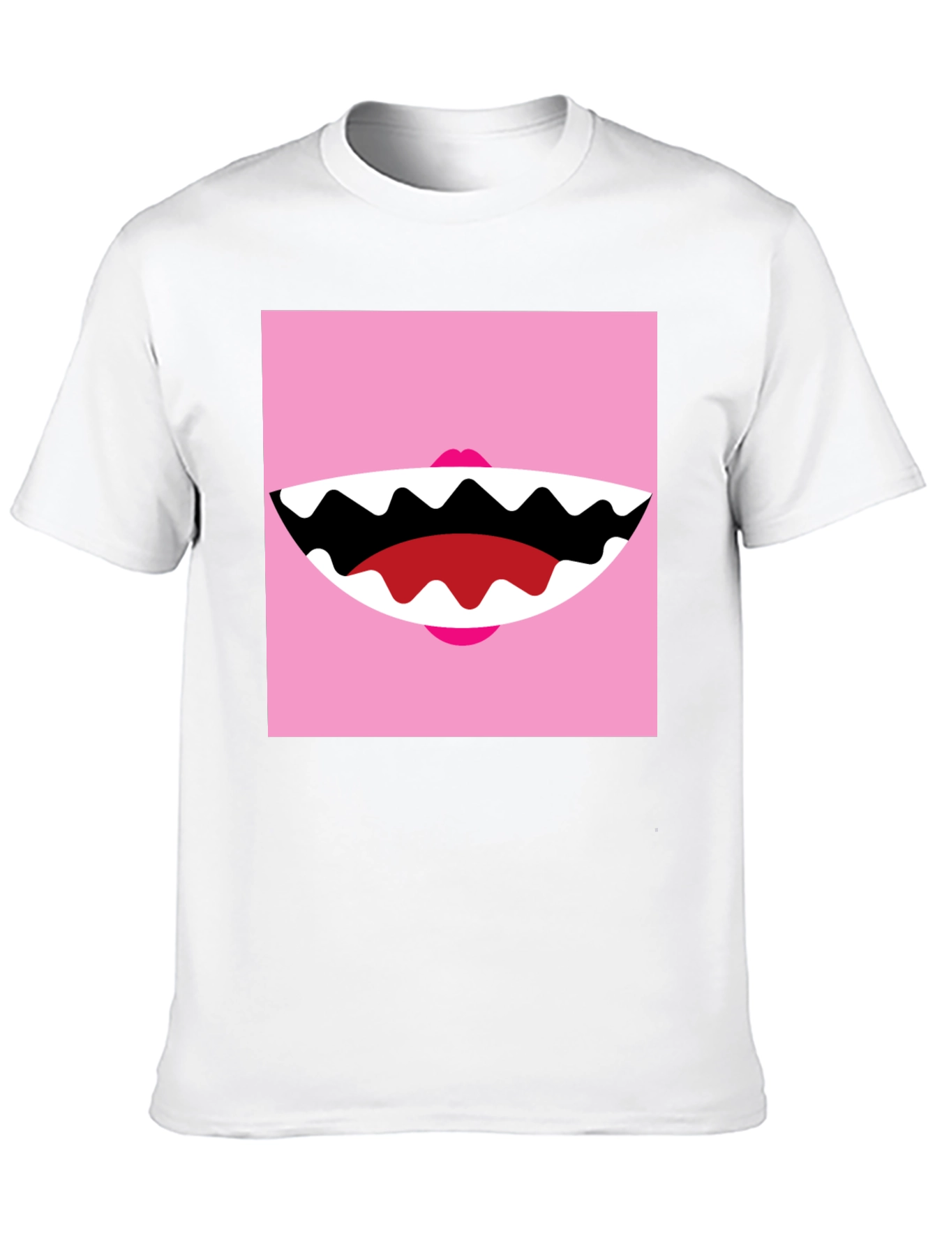 Funny Monster Mouth Graphic Tee - Black Cotton T-Shirt