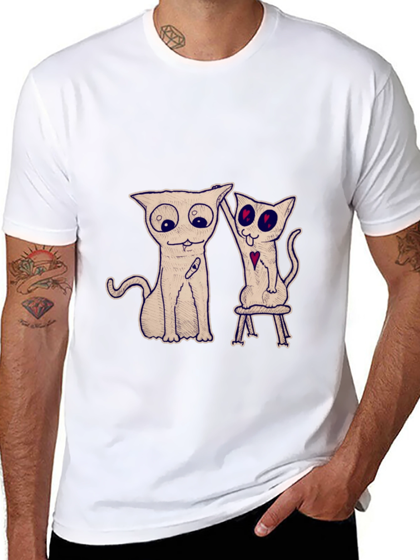 Quirky Cat Graphic Tee - Unique Design