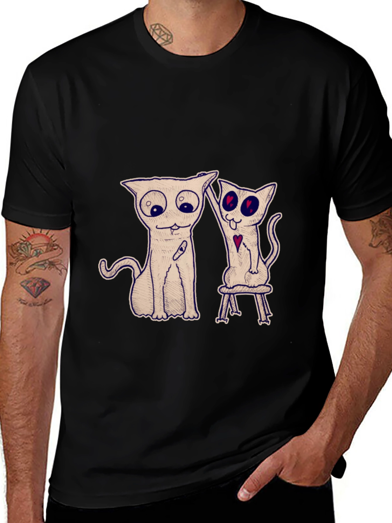 Quirky Cat Graphic Tee - Unique Design