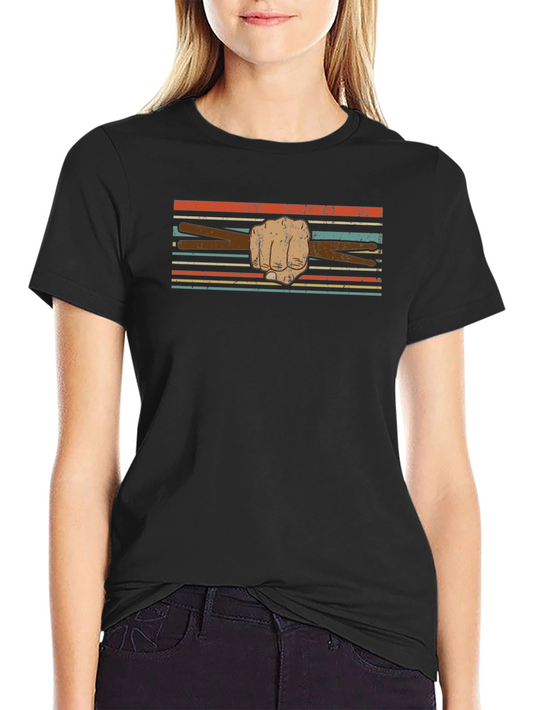 Retro Drummer Fist T-Shirt - Vintage Style