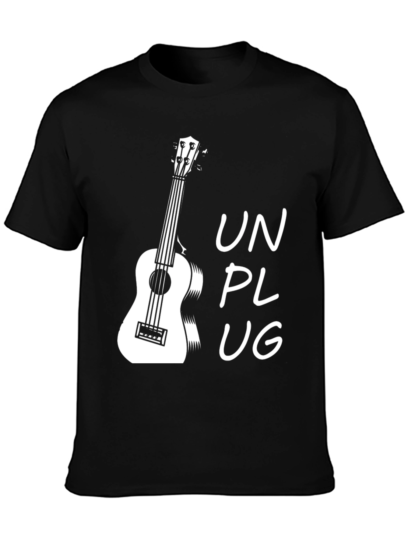 Unplug Ukulele Graphic T-Shirt - Black
