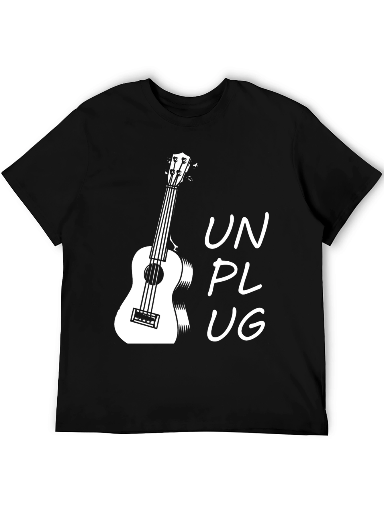 Unplug Ukulele Graphic T-Shirt - Black