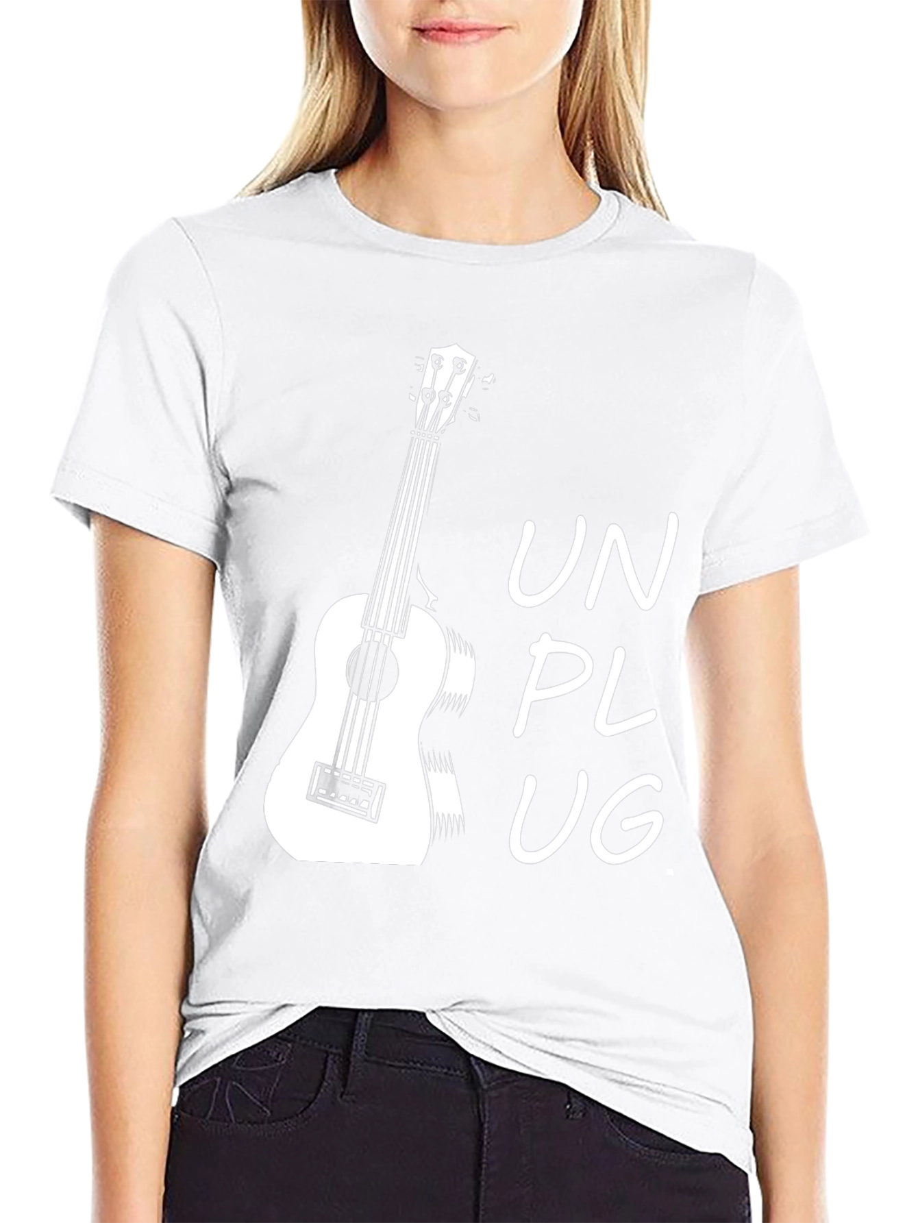 Unplug Ukulele Graphic T-Shirt - Black
