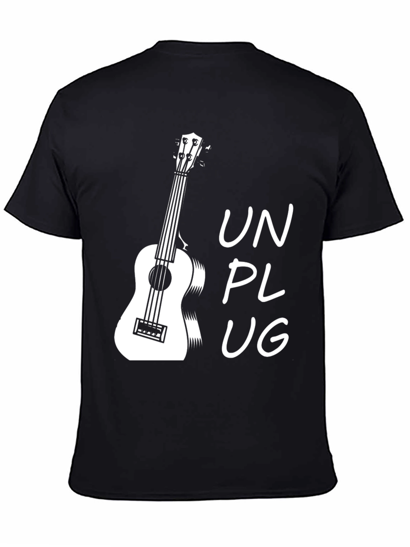 Unplug Ukulele Graphic T-Shirt - Black