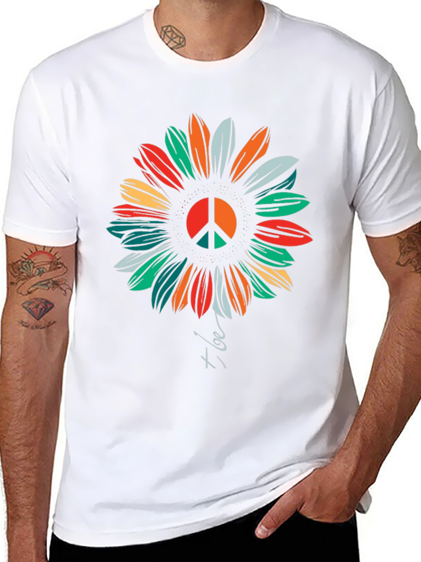 Peace Sunflower Graphic T-Shirt