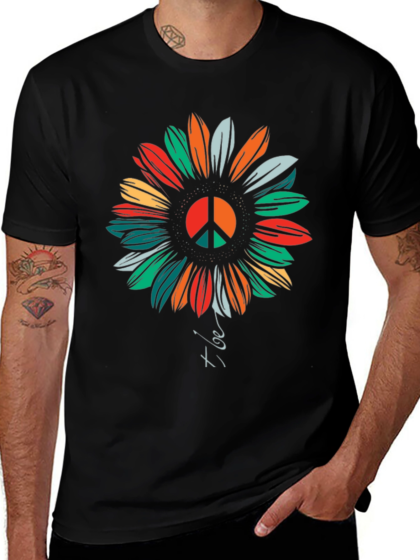 Peace Sunflower Graphic T-Shirt