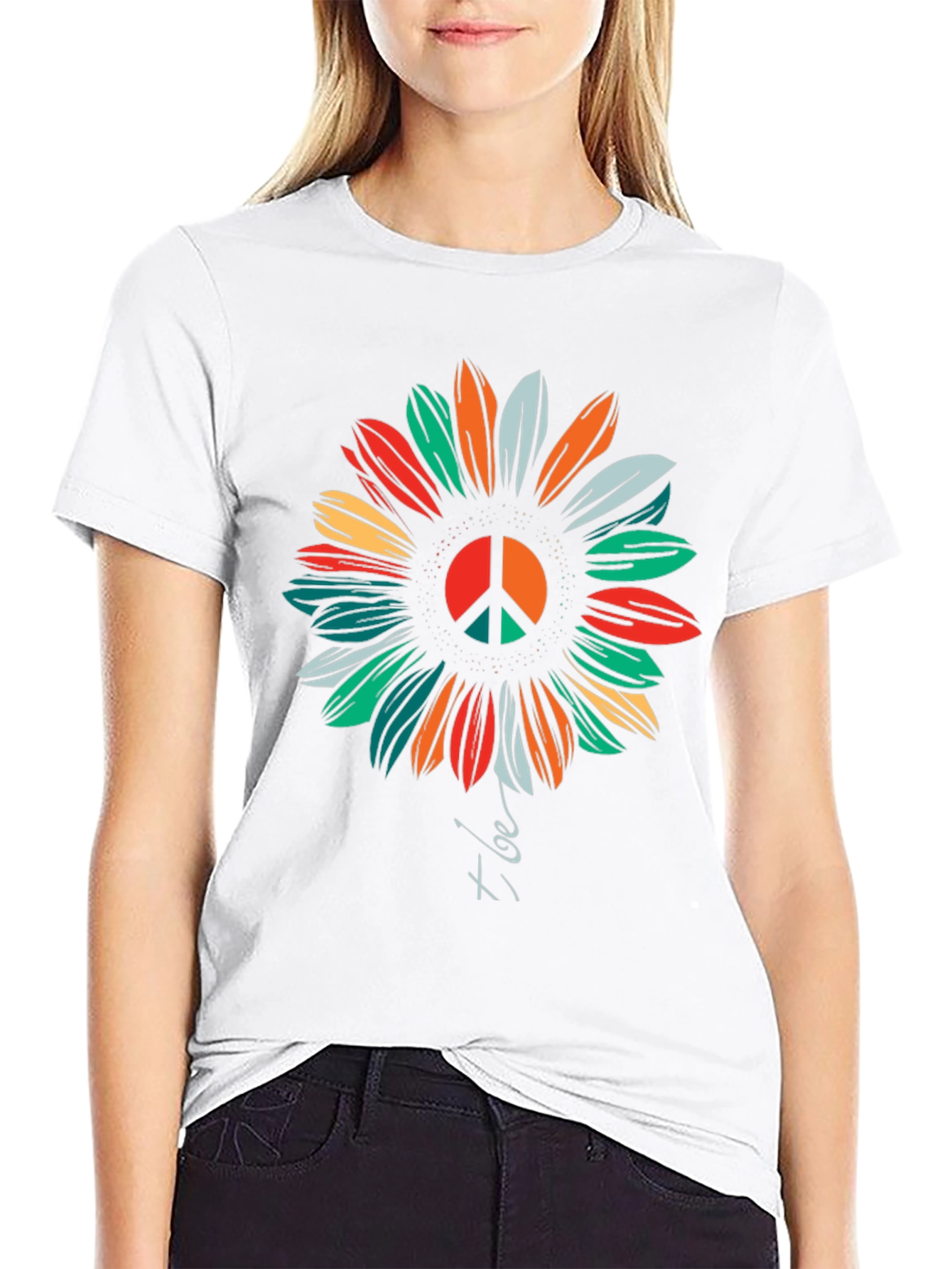 Peace Sunflower Graphic T-Shirt