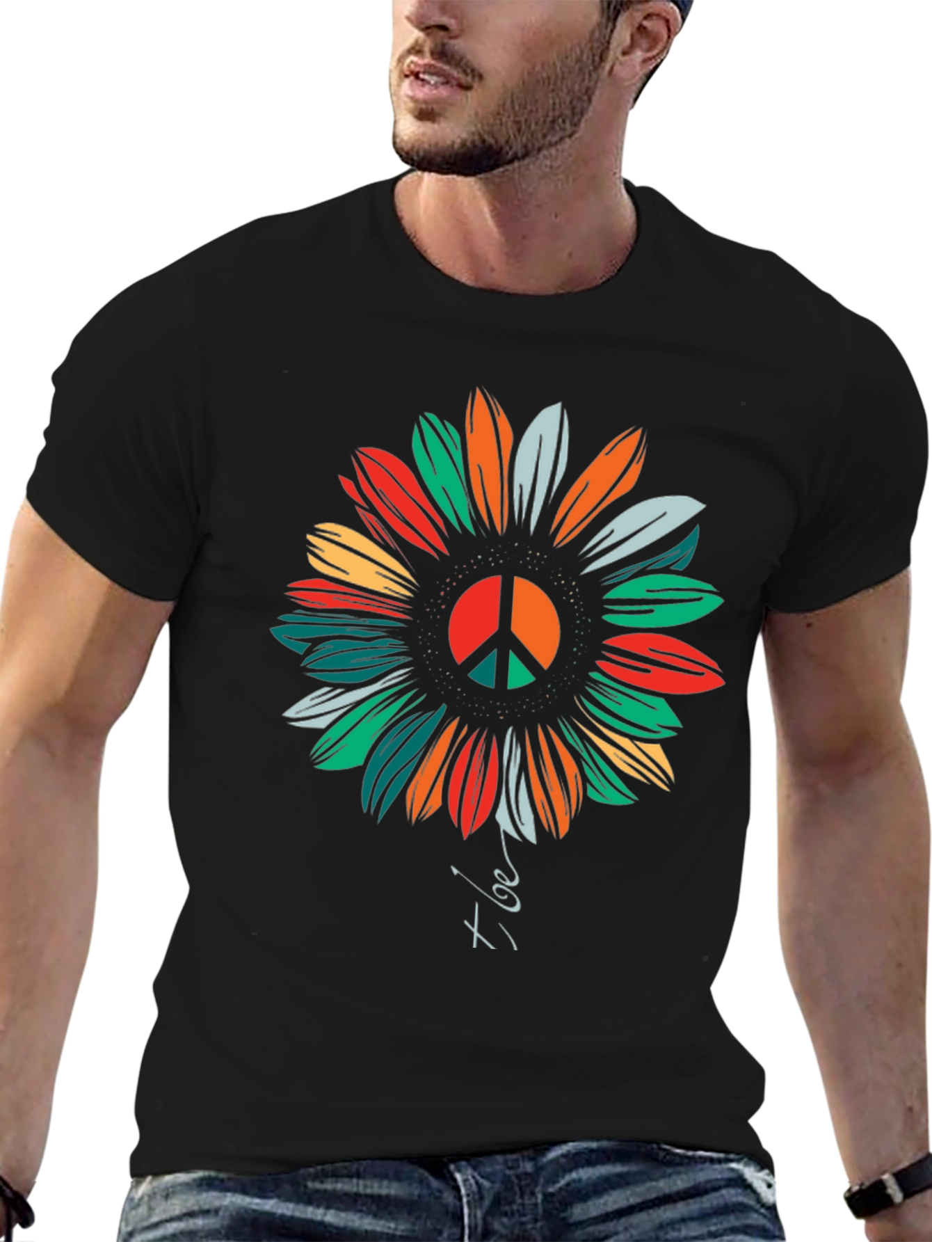 Peace Sunflower Graphic T-Shirt