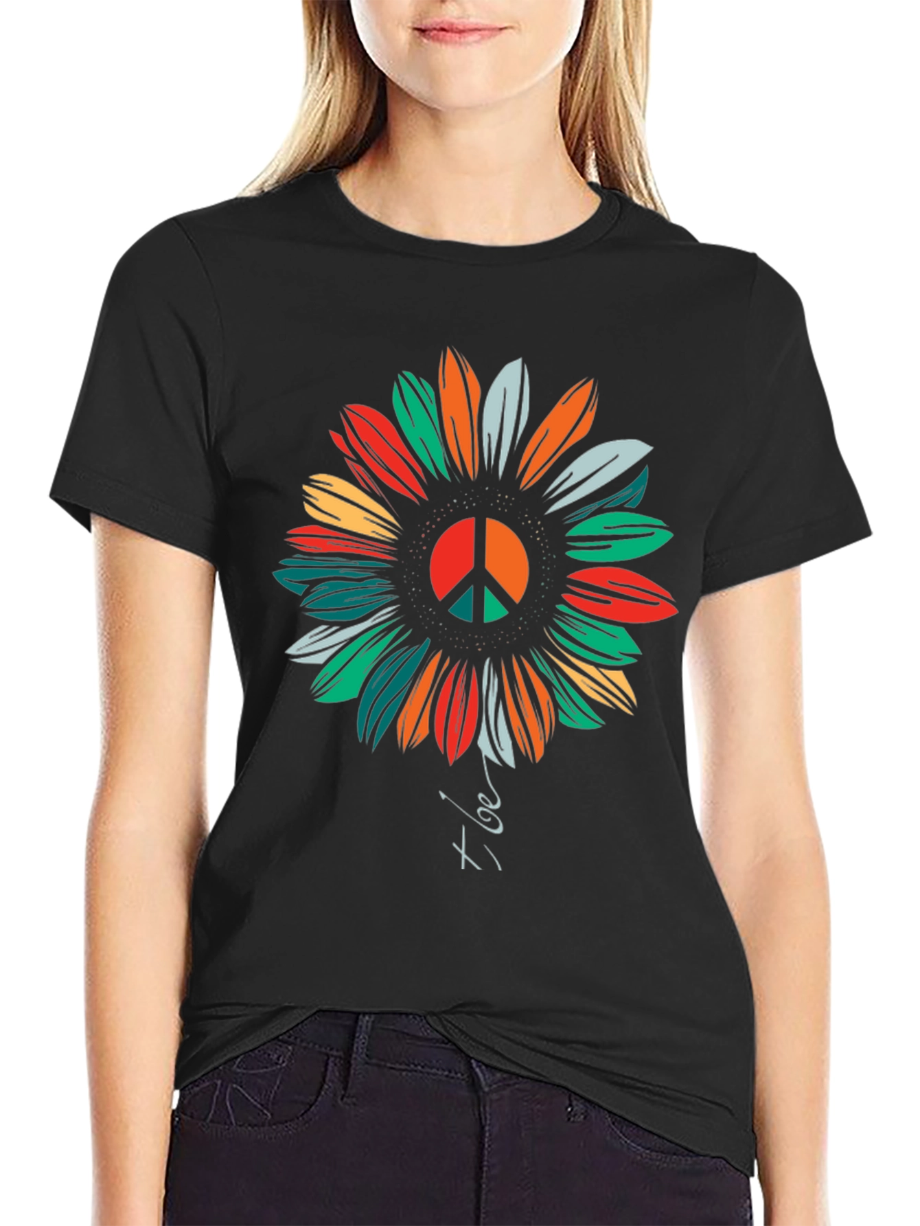 Peace Sunflower Graphic T-Shirt