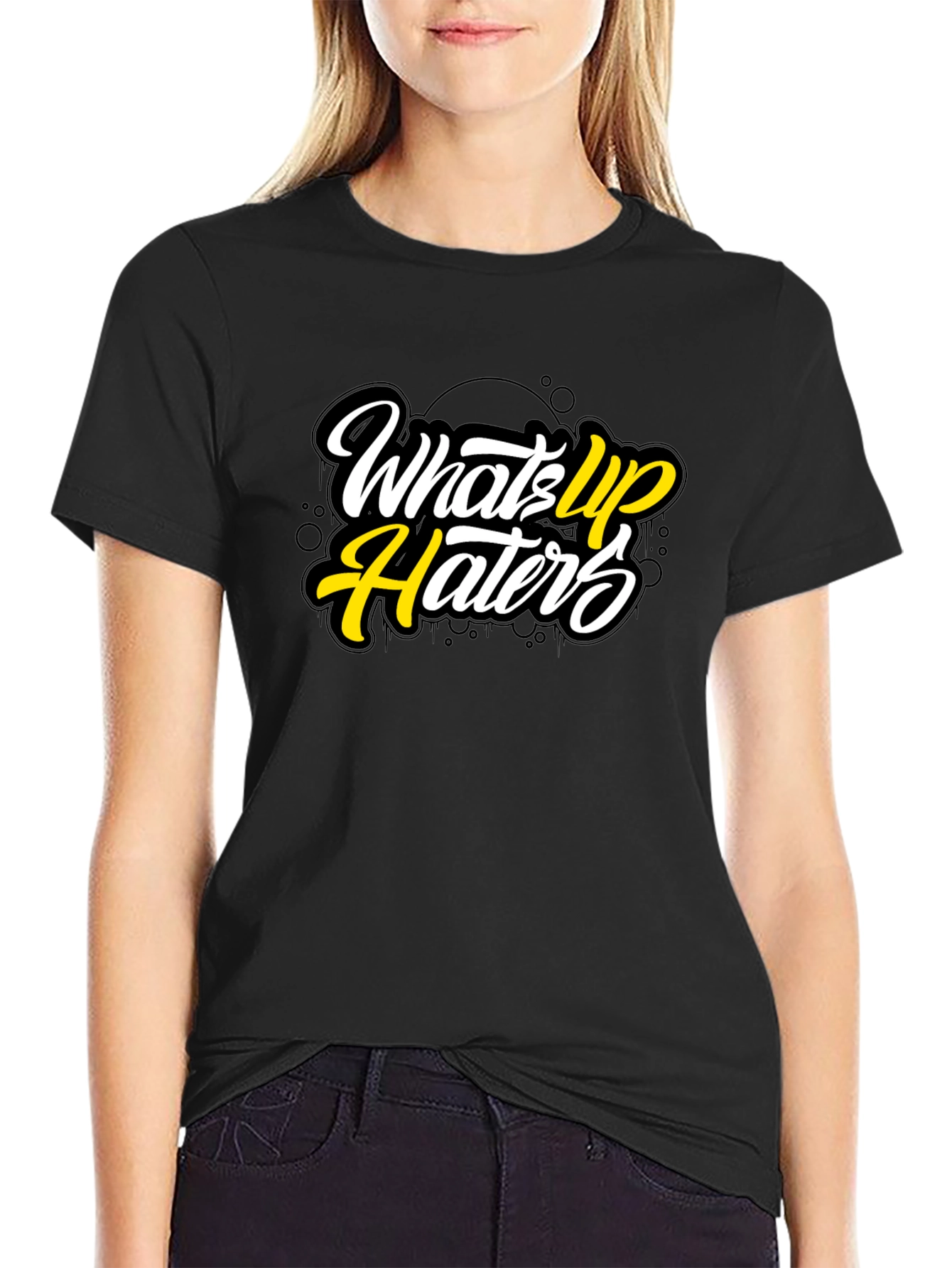 Whats Up Haters Graphic Tee - Black