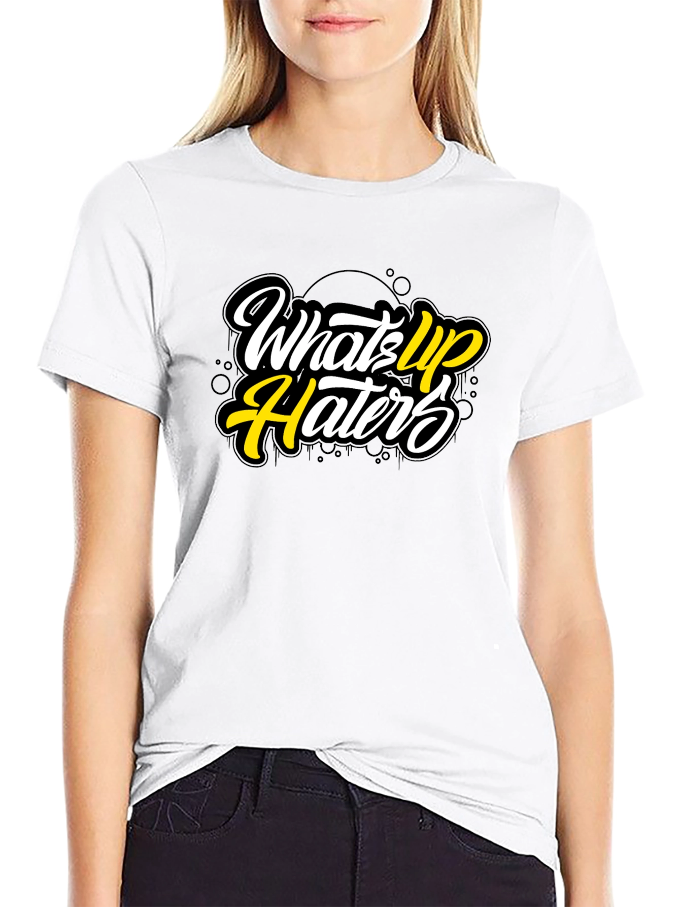 Whats Up Haters Graphic Tee - Black