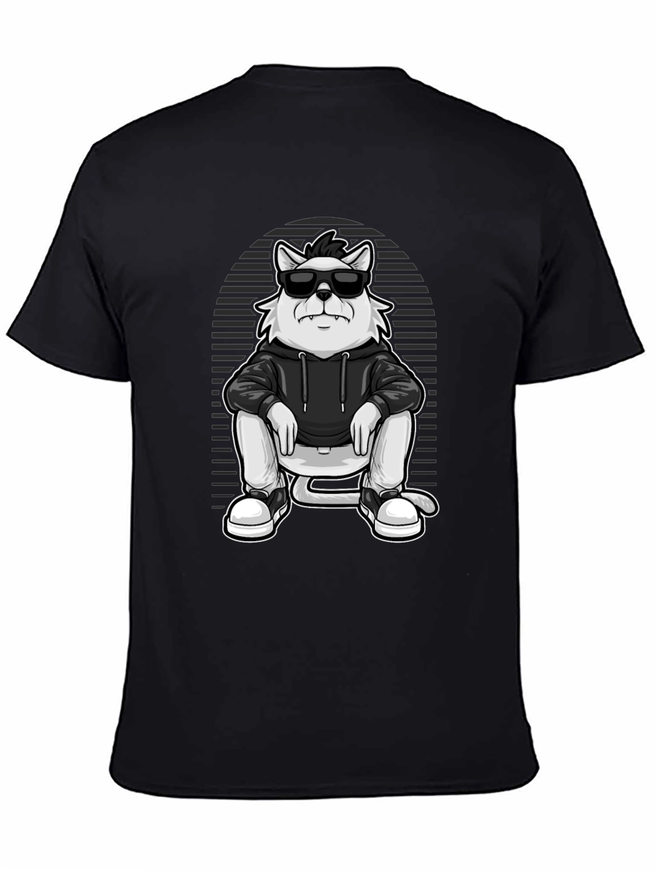 Cool Cat Graphic Tee - Black Cotton Blend