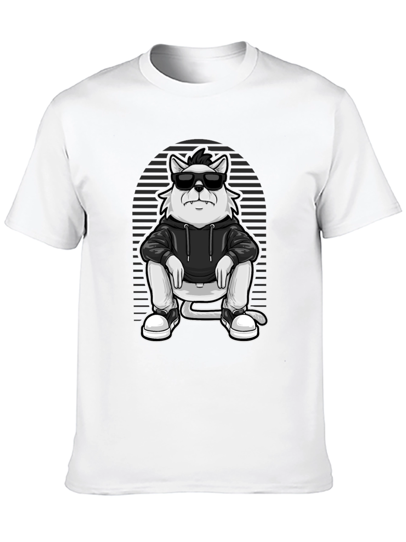 Cool Cat Graphic Tee - Black Cotton Blend