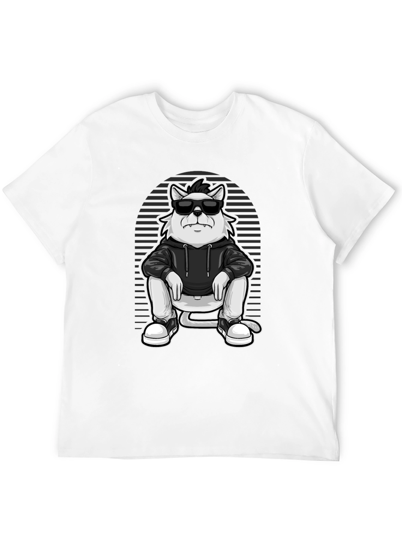 Cool Cat Graphic Tee - Black Cotton Blend