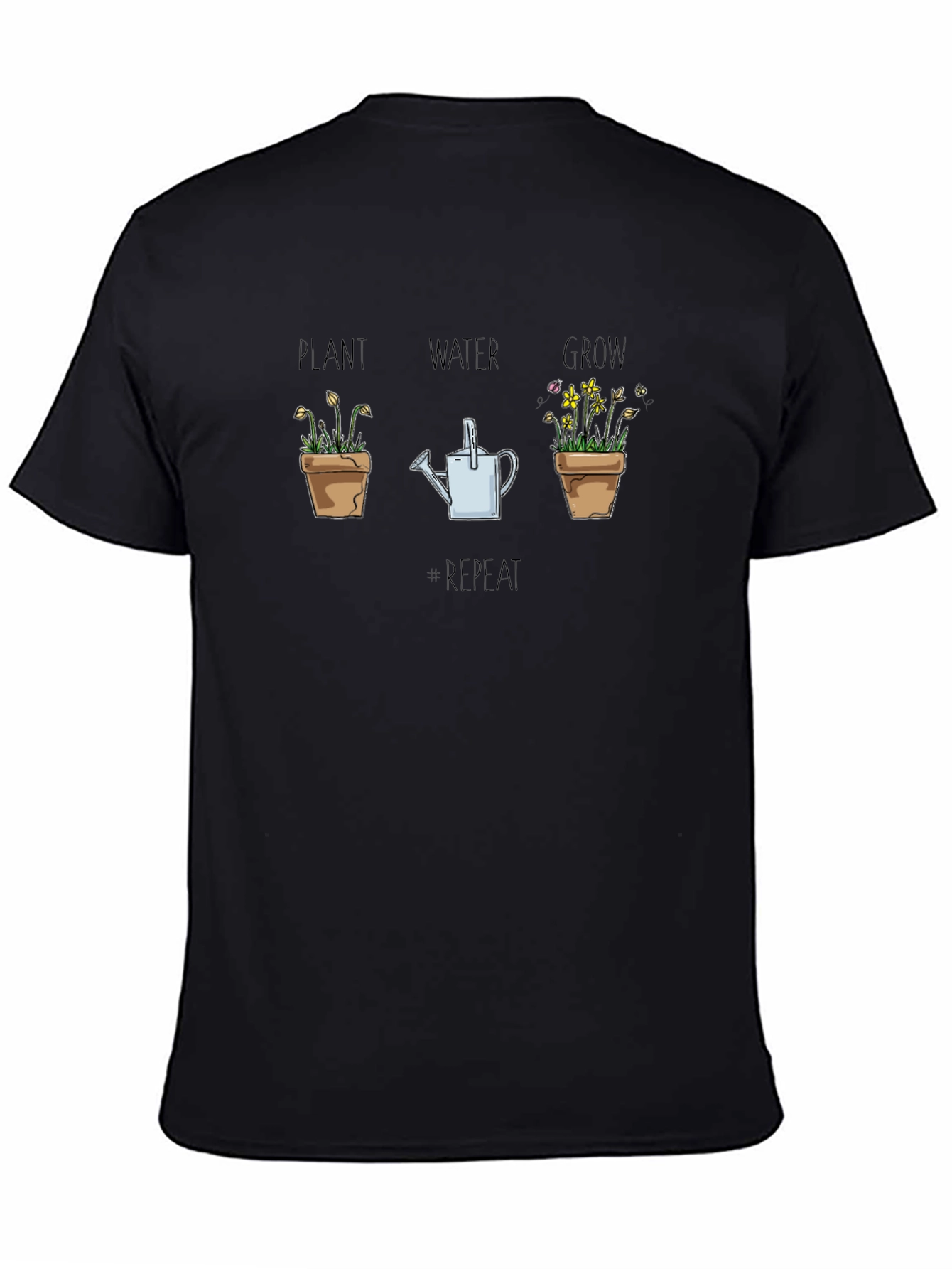 Plant Water Grow Repeat Black T-Shirt