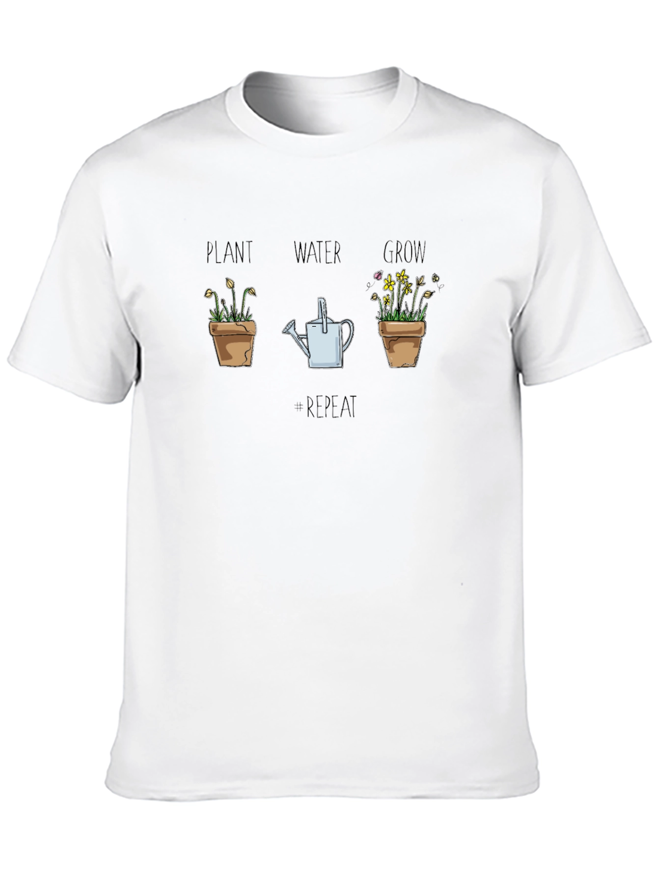 Plant Water Grow Repeat Black T-Shirt