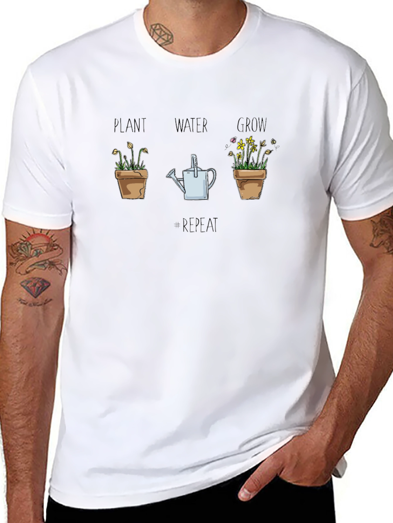 Plant Water Grow Repeat Black T-Shirt