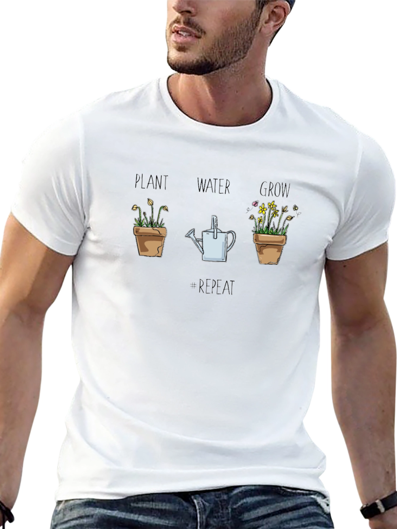 Plant Water Grow Repeat Black T-Shirt