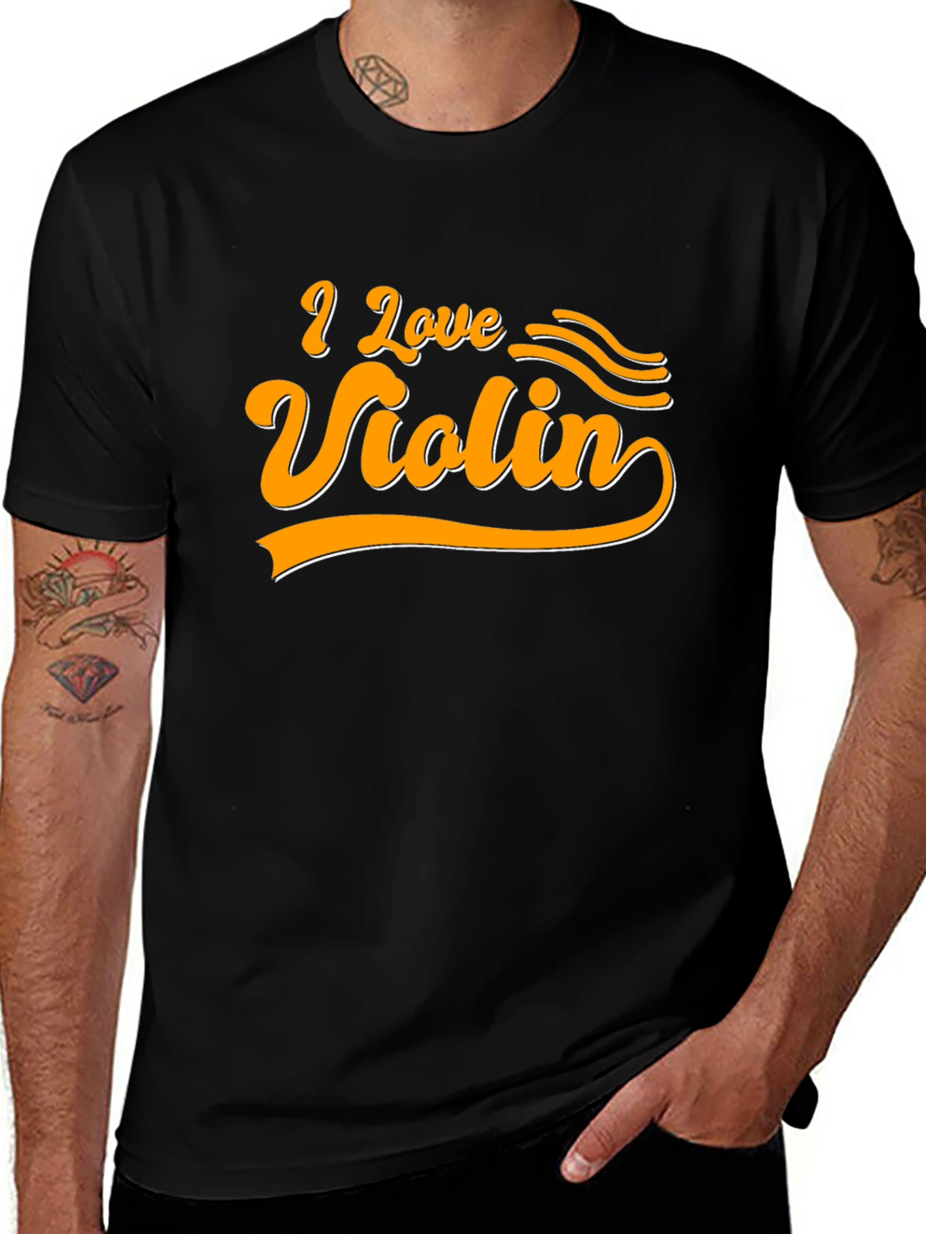 I Love Violin Graphic T-Shirt Musician Tee
