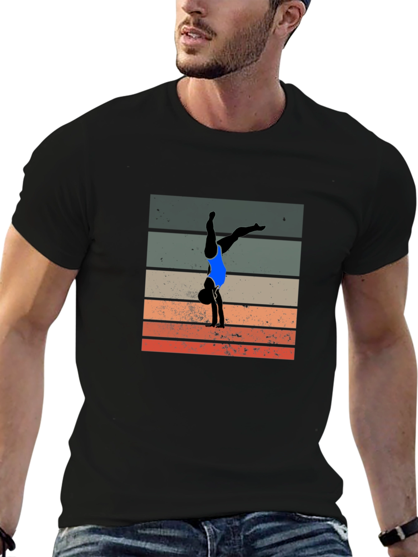 Gymnast Silhouette Graphic Tee - Retro Style