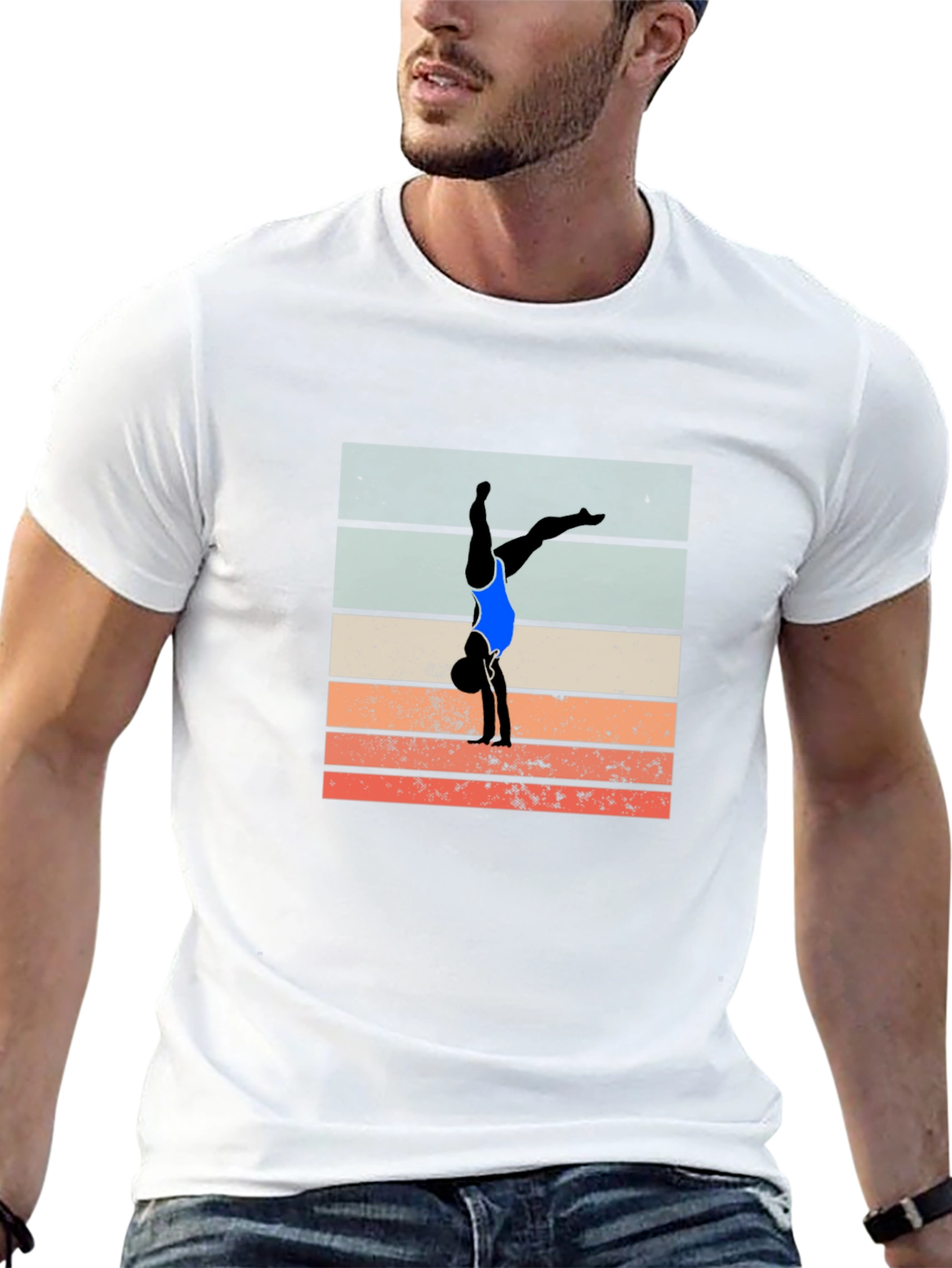 Gymnast Silhouette Graphic Tee - Retro Style