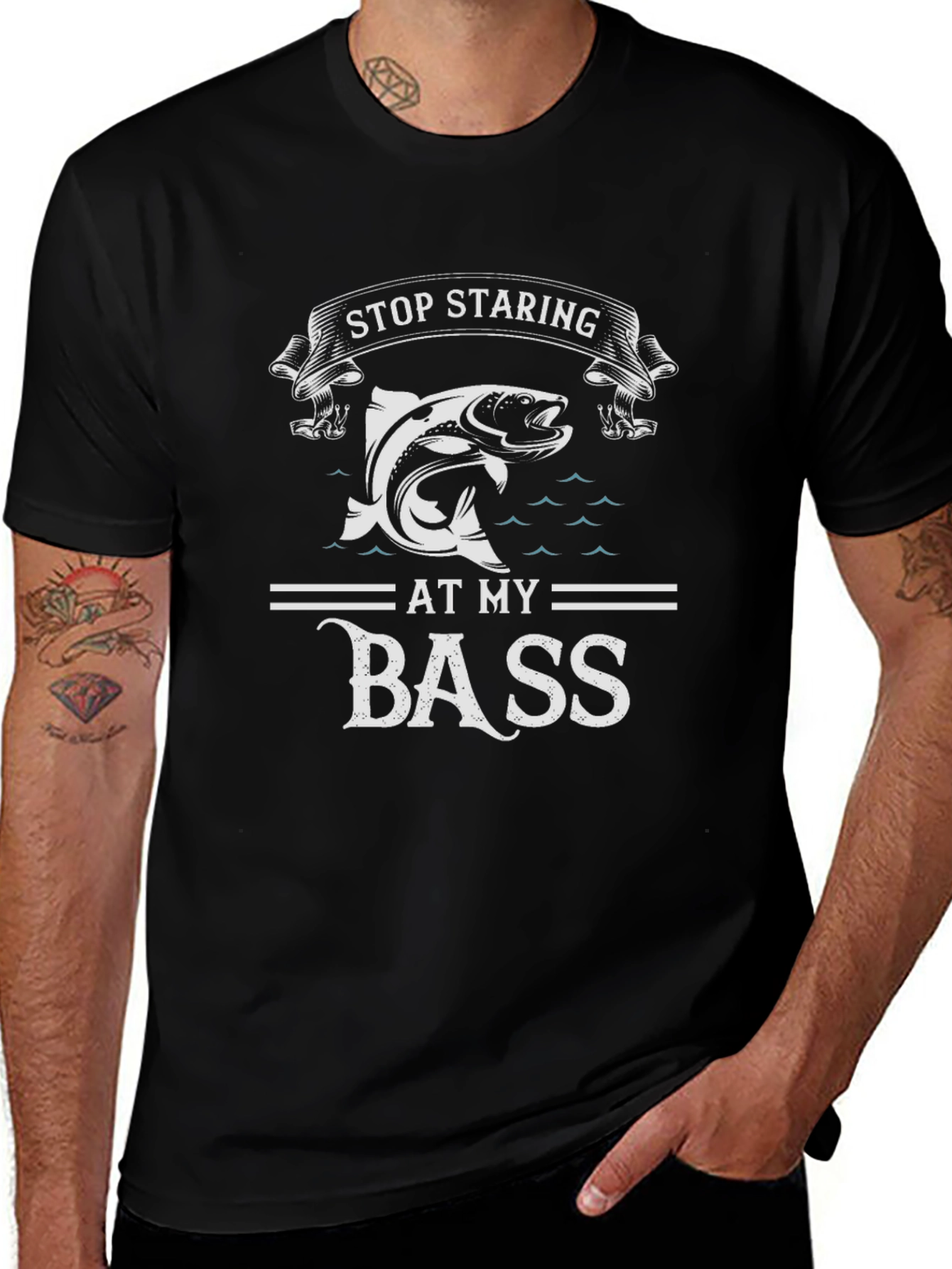 Stop Staring at My Bass Funny Fishing T-Shirt