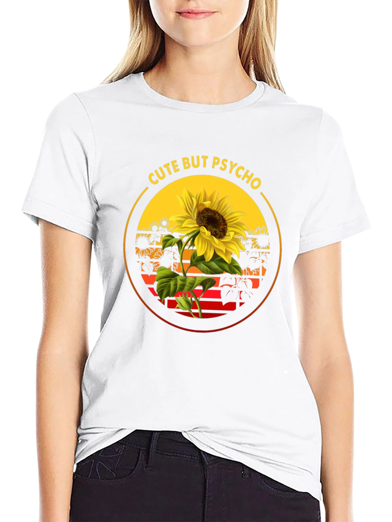 Cute But Psycho Sunflower Graphic Tee