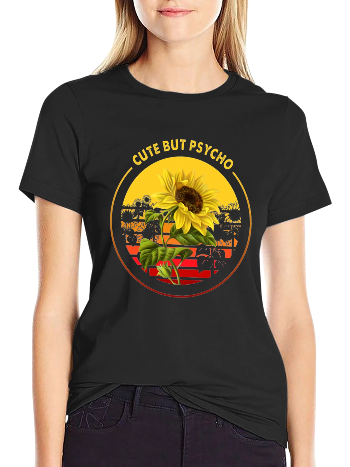 Cute But Psycho Sunflower Graphic Tee