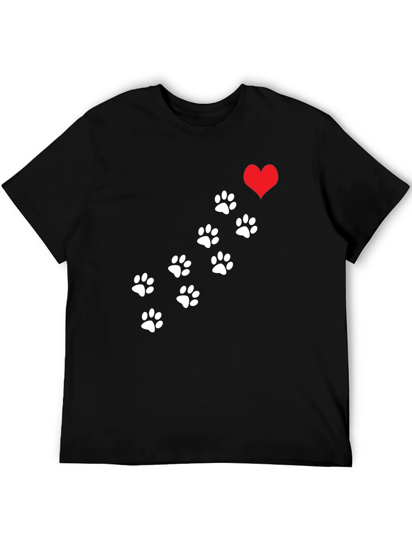 Paw Print Heart T-Shirt - Black