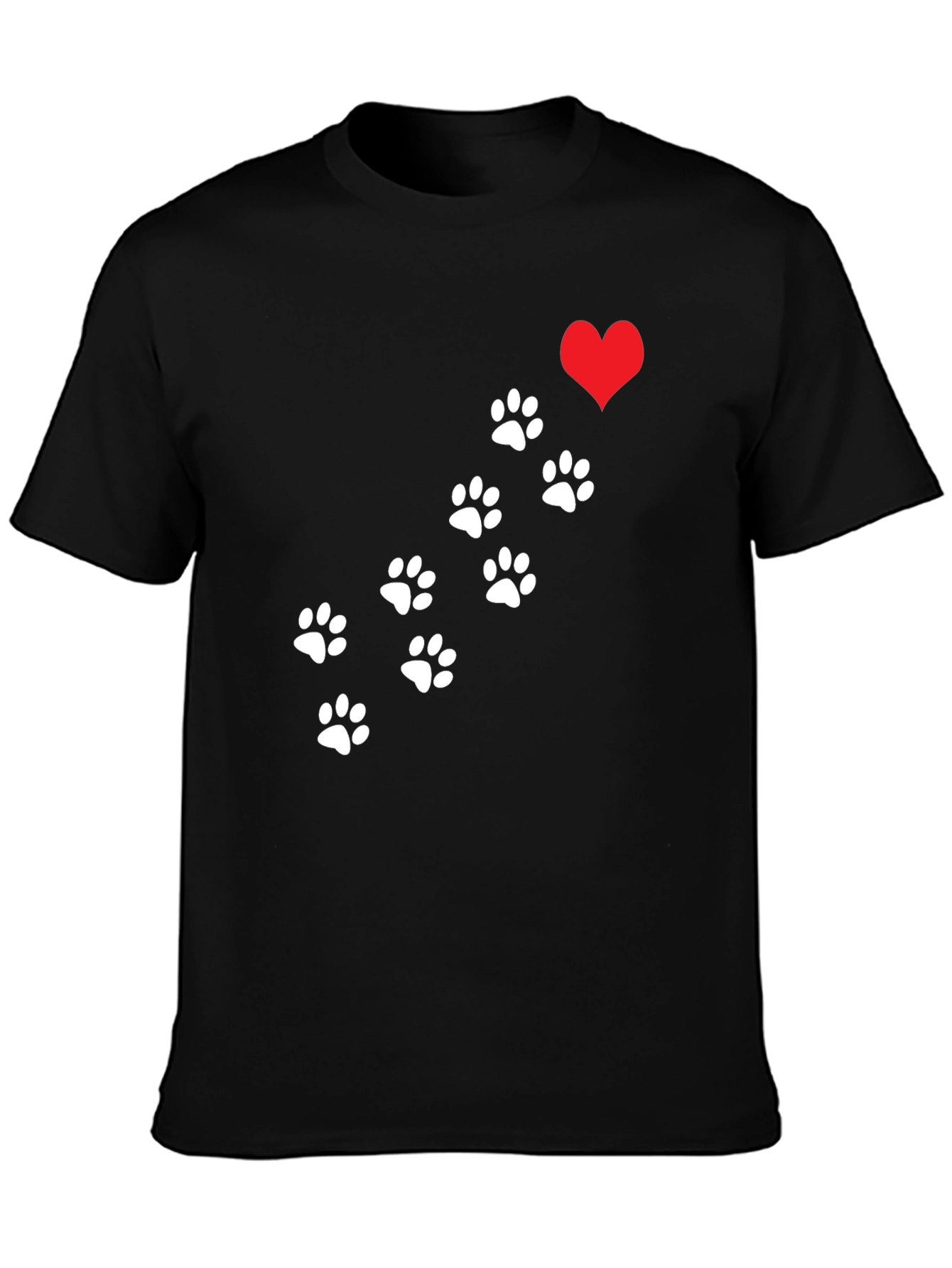 Paw Print Heart T-Shirt - Black