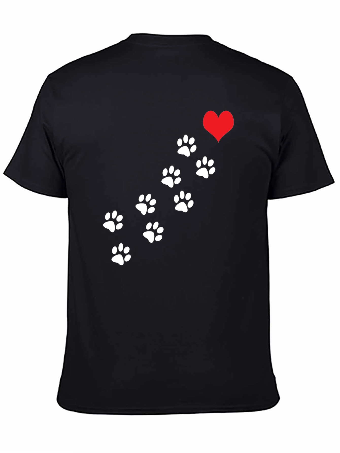 Paw Print Heart T-Shirt - Black
