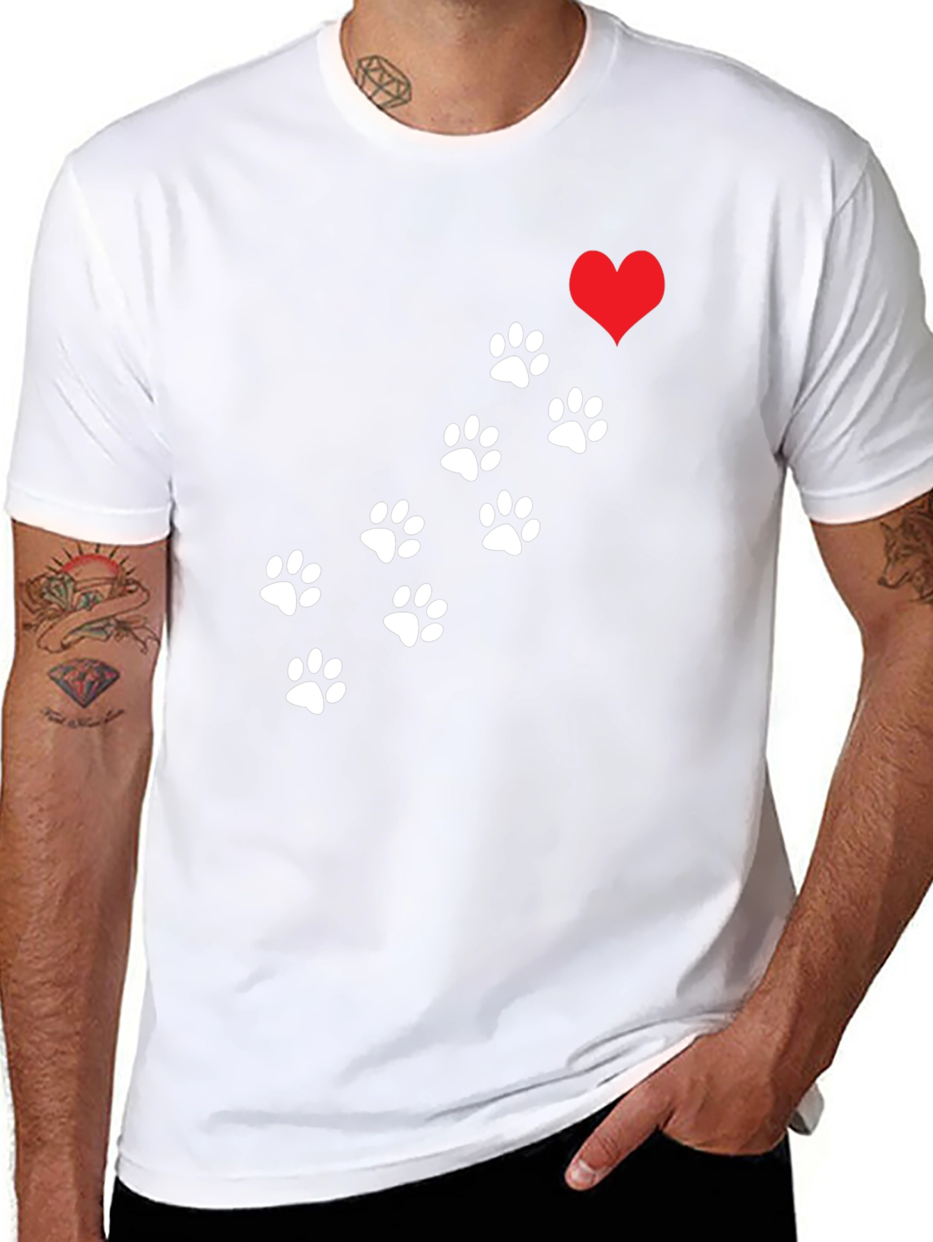 Paw Print Heart T-Shirt - Black