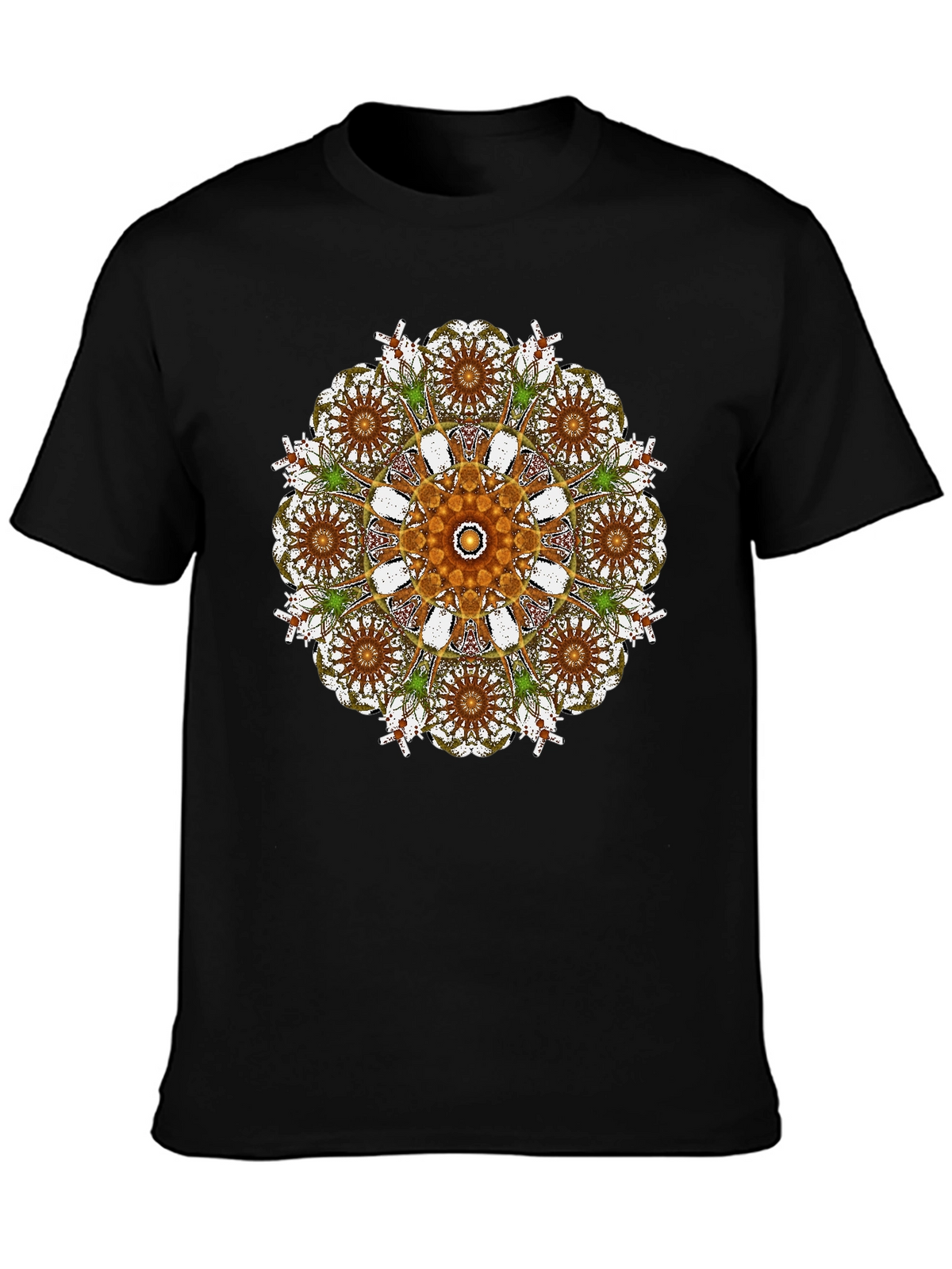 Mandala Print Black Crew Neck T-Shirt
