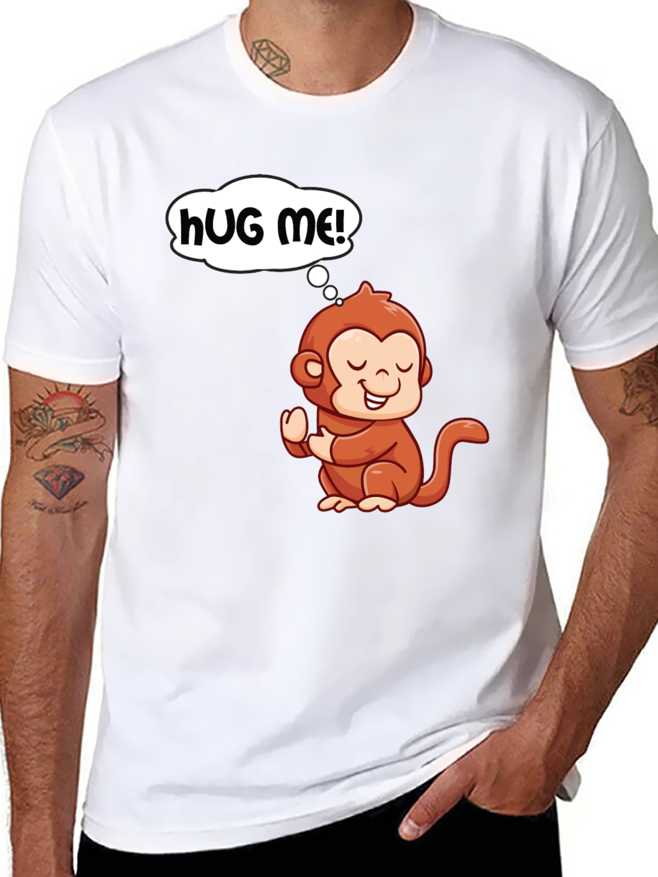Cute Monkey Graphic T-Shirt - Hug Me!