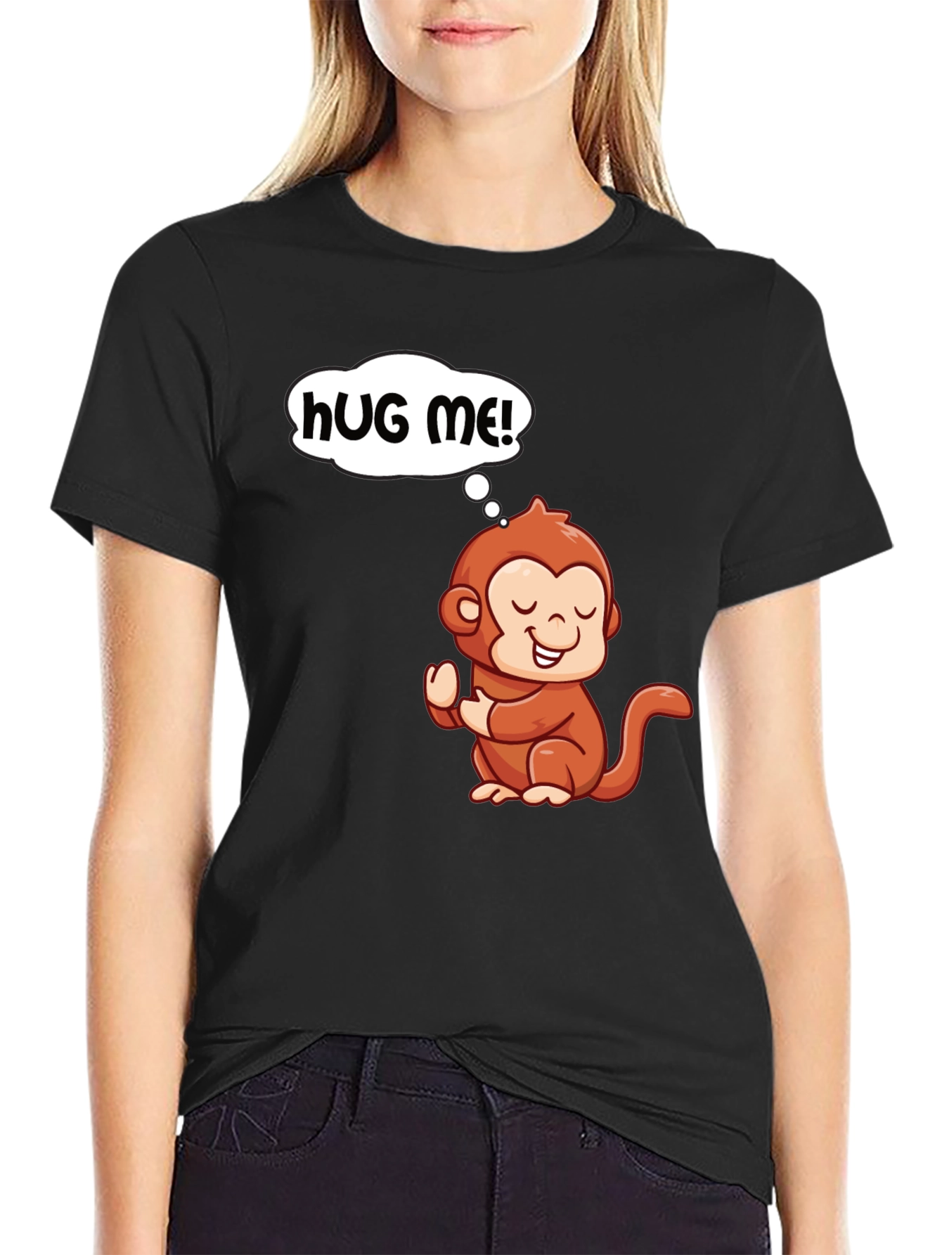 Cute Monkey Graphic T-Shirt - Hug Me!