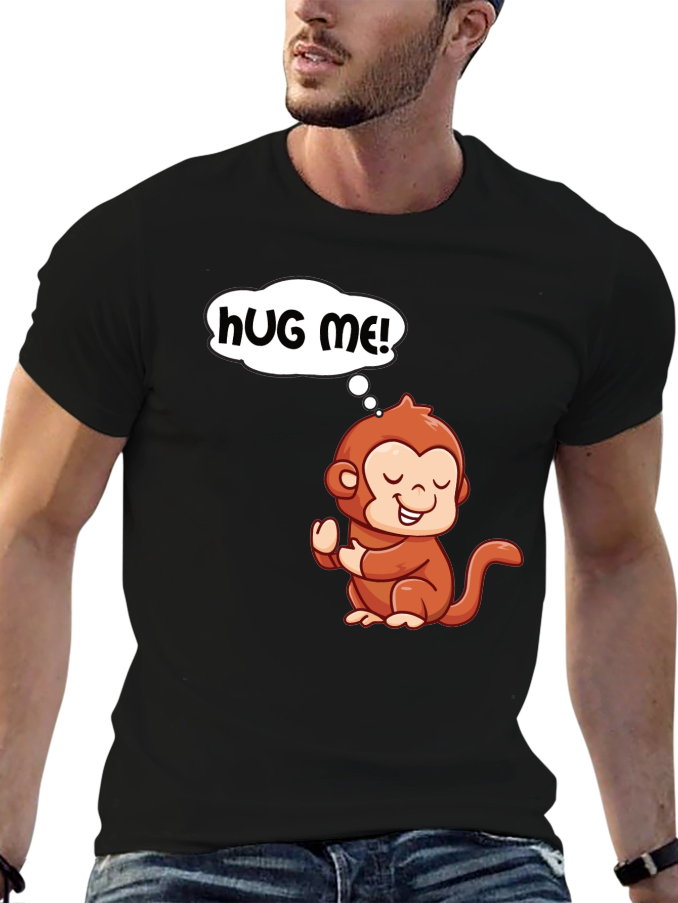 Cute Monkey Graphic T-Shirt - Hug Me!