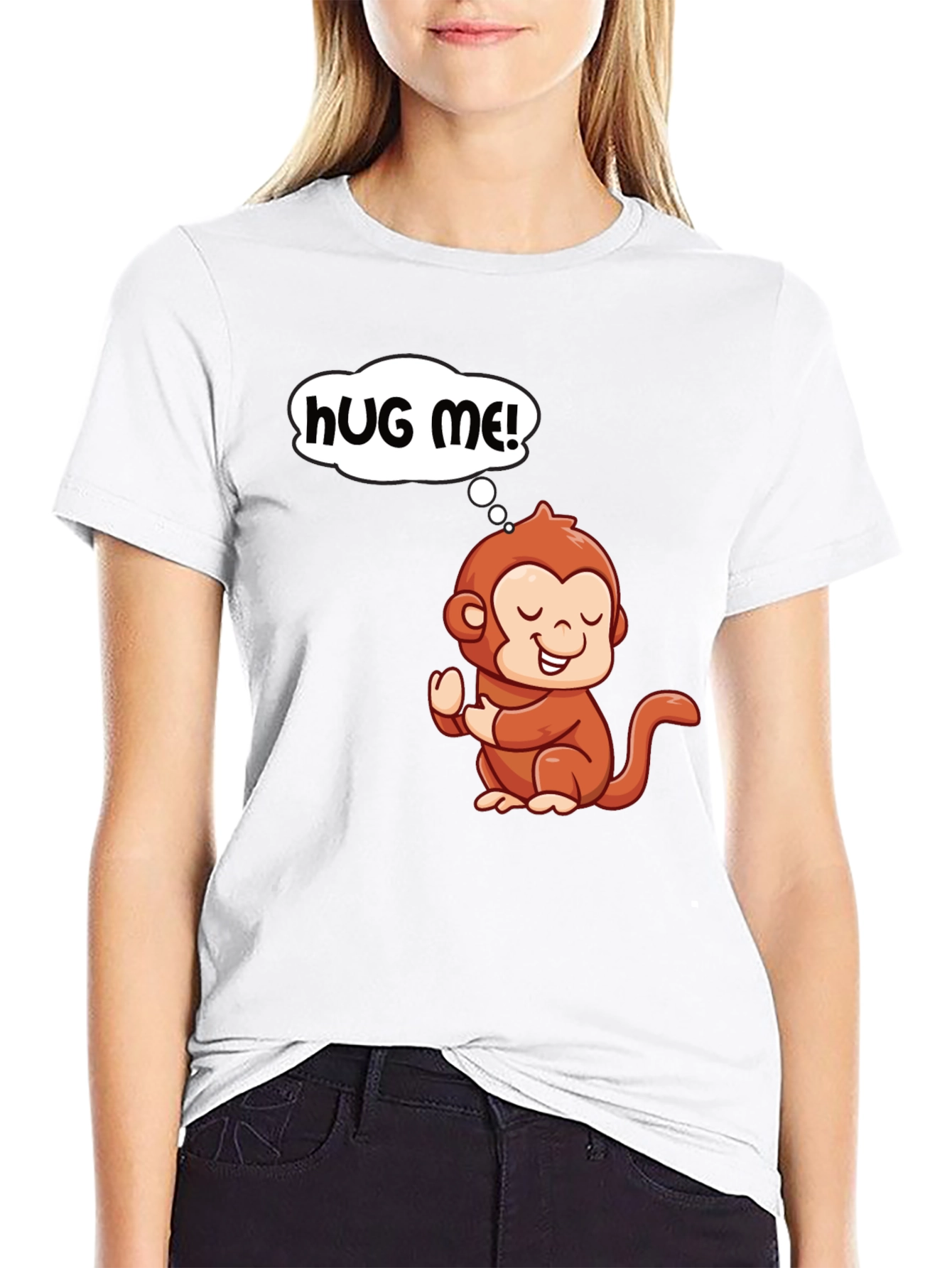 Cute Monkey Graphic T-Shirt - Hug Me!