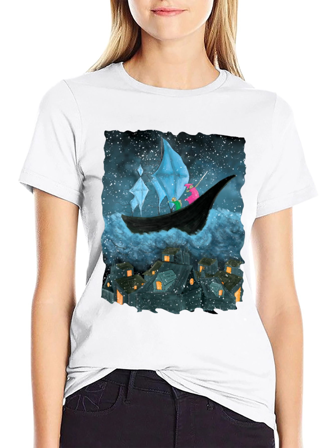 Whimsical Night Voyage Graphic Tee