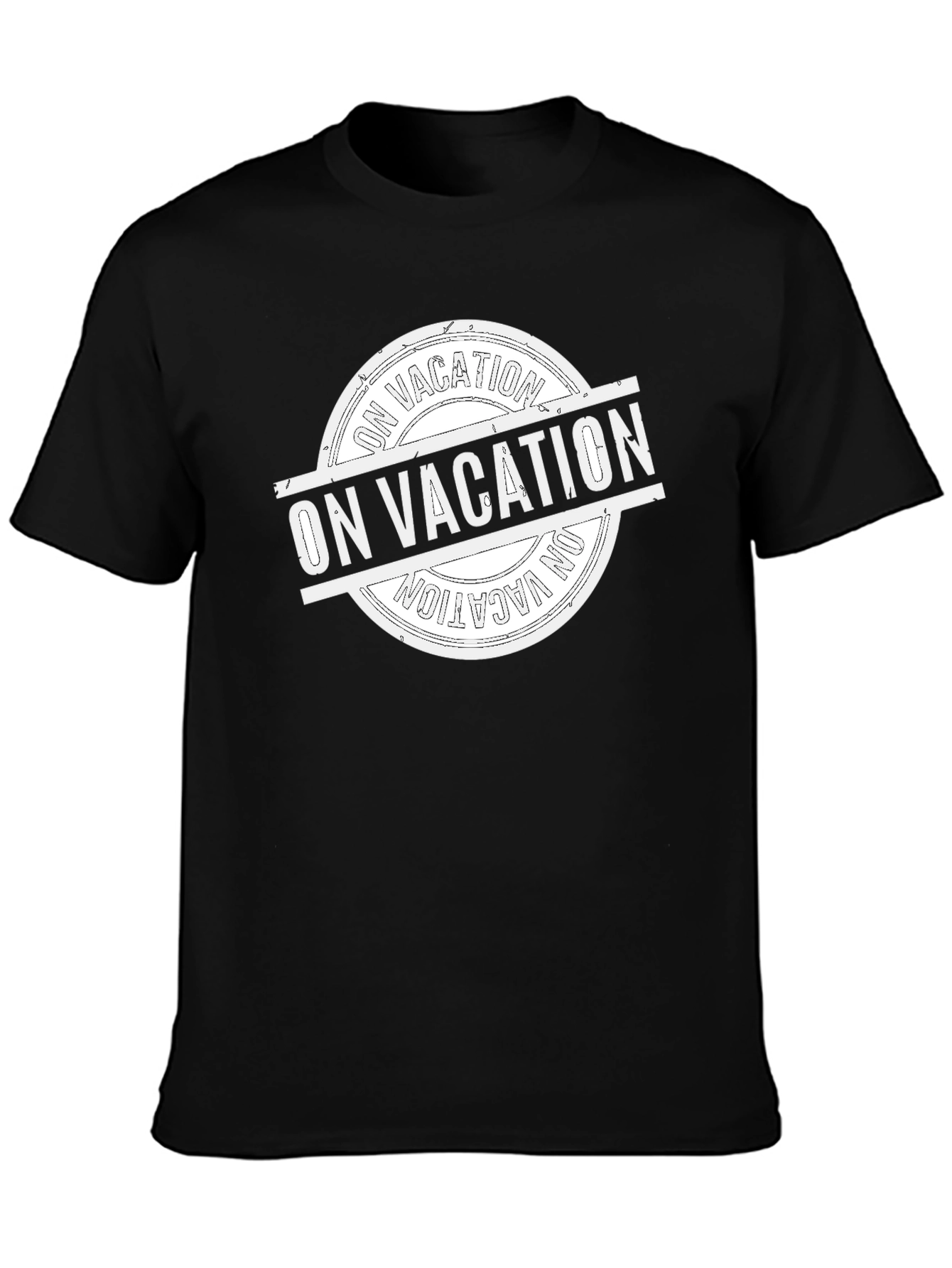 On Vacation Graphic Tee - Black Cotton T-Shirt