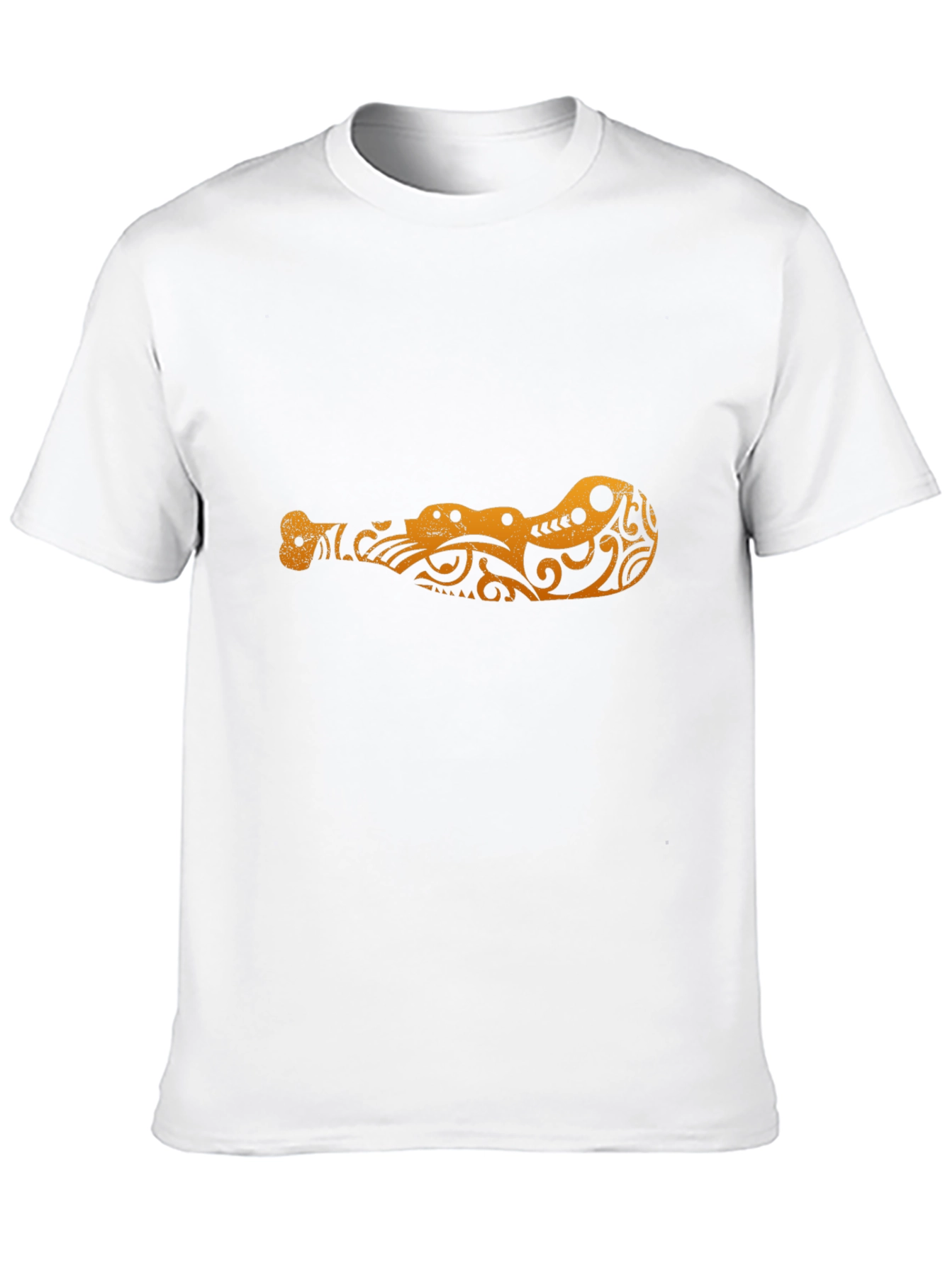 Tribal Crocodile Design Black T-Shirt