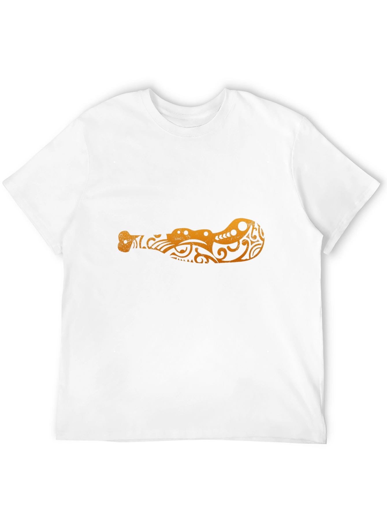 Tribal Crocodile Design Black T-Shirt